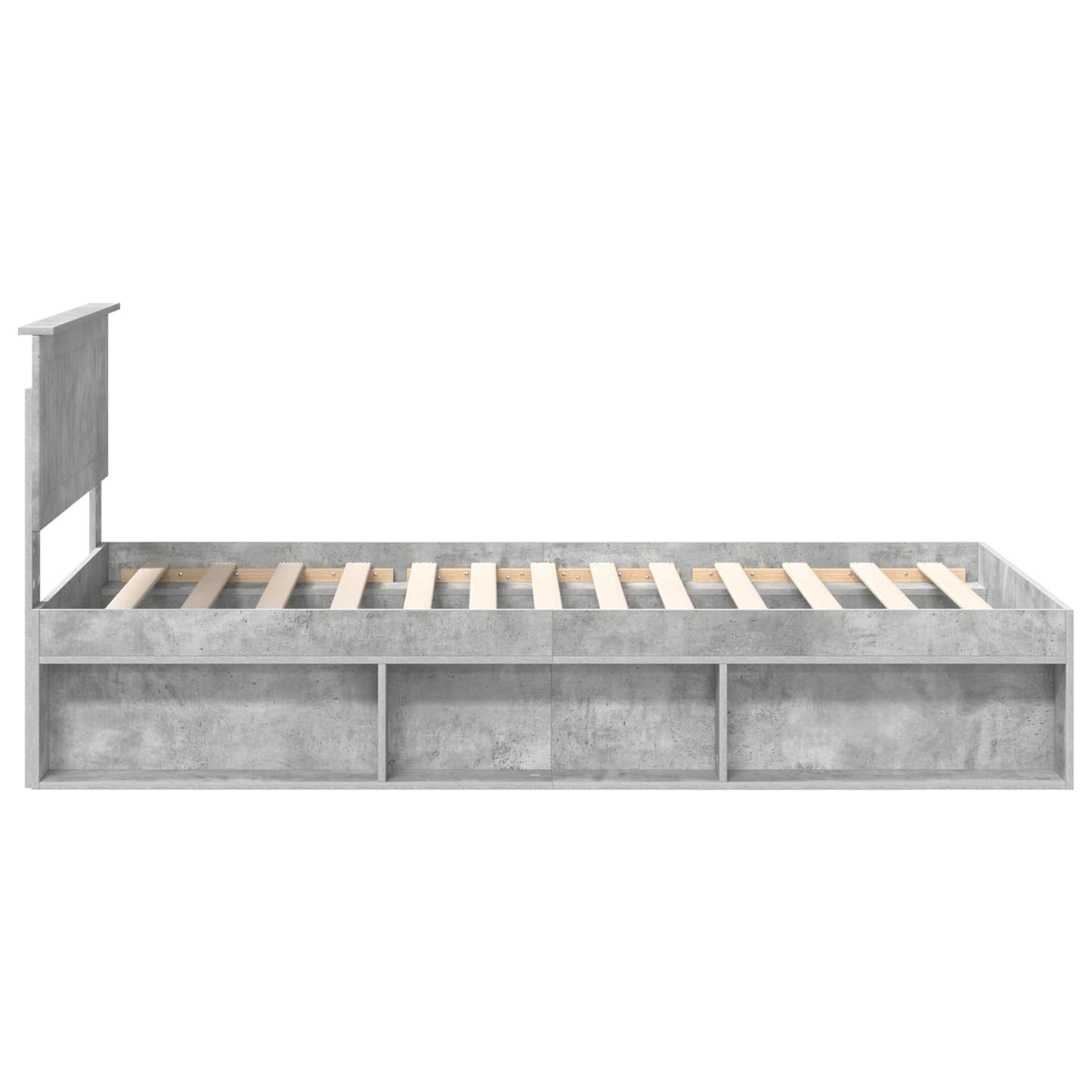 Ágykeret fejtámlával Beton Szürke 100 x 200 cm Tömör fenyőfa