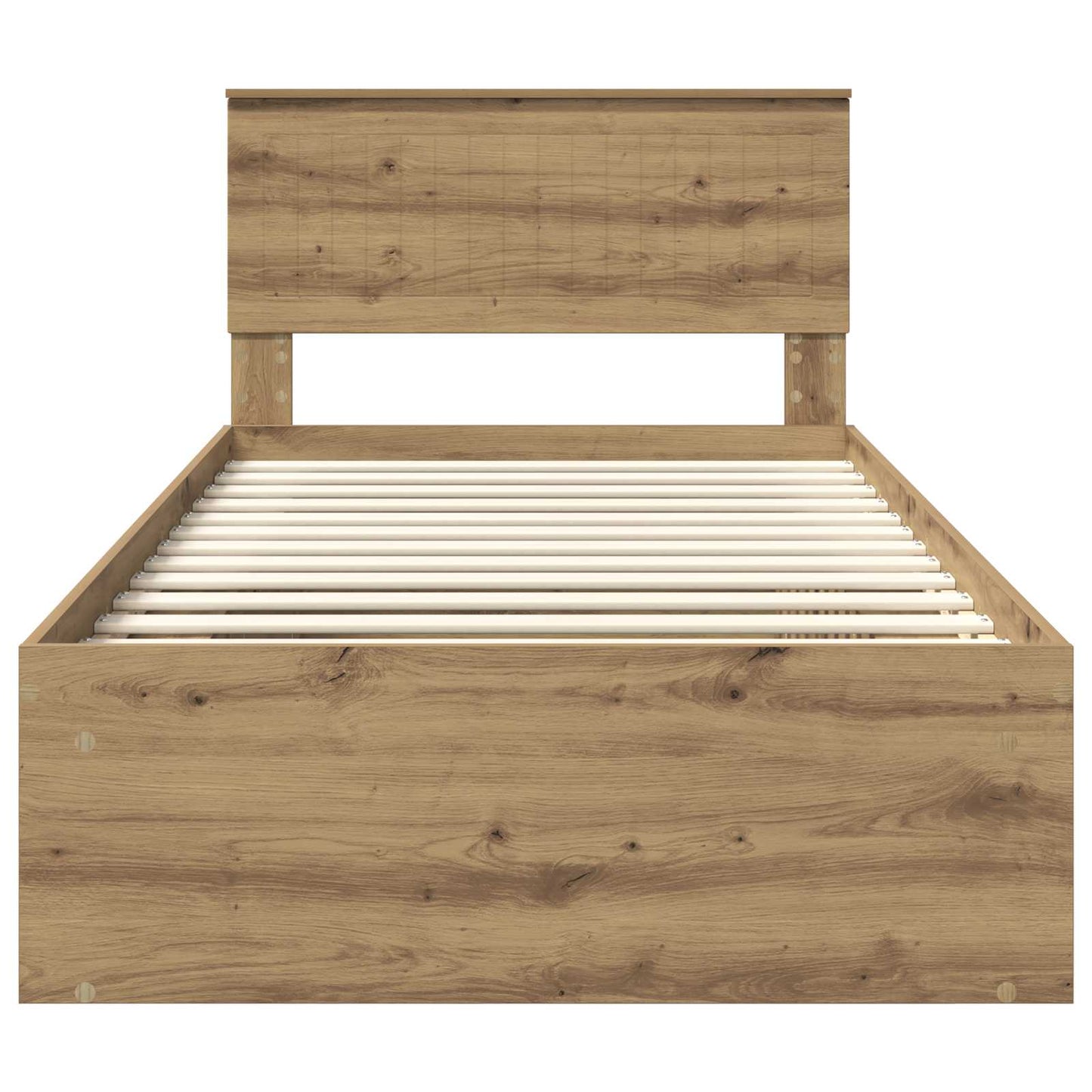 Ágykeret fejtámlával Művészi tölgy 100 x 200 cm Tömör fenyőfa