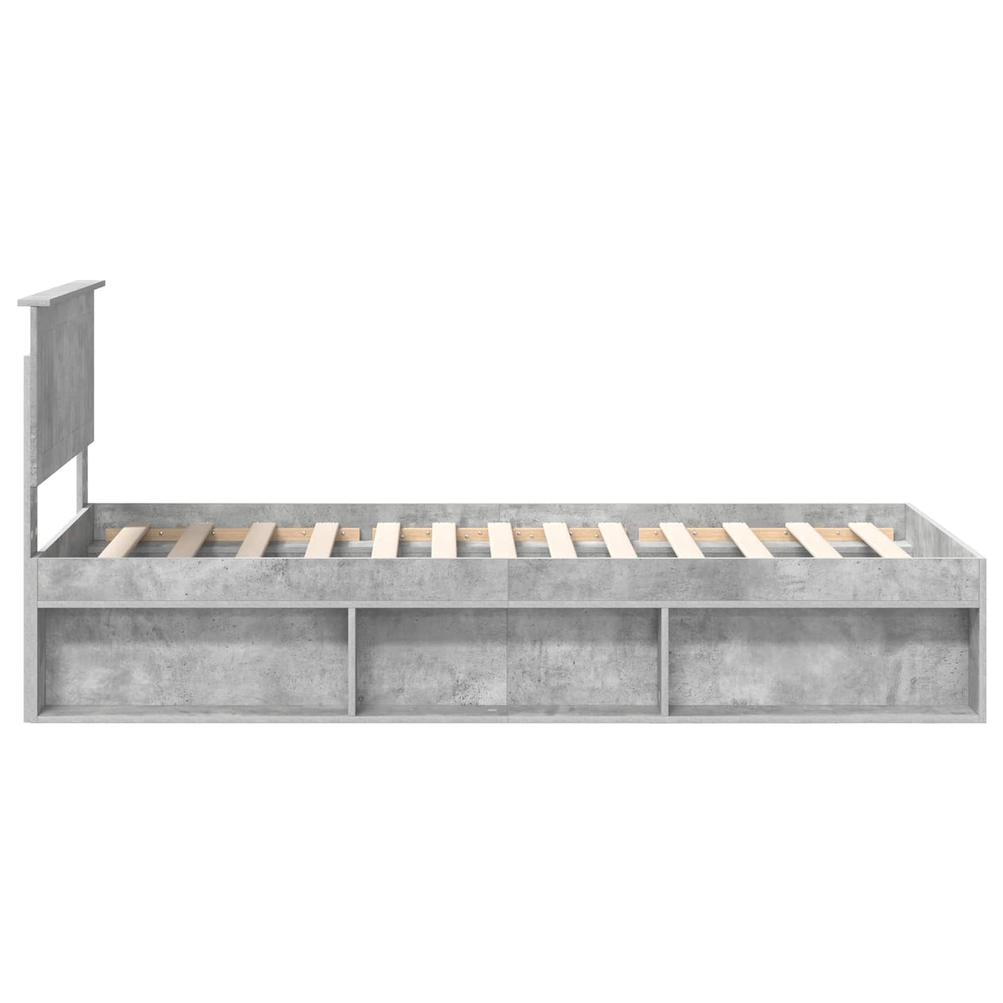 Ágykeret fejtámlával Beton Szürke 90 x 190 cm Tömör fenyőfa