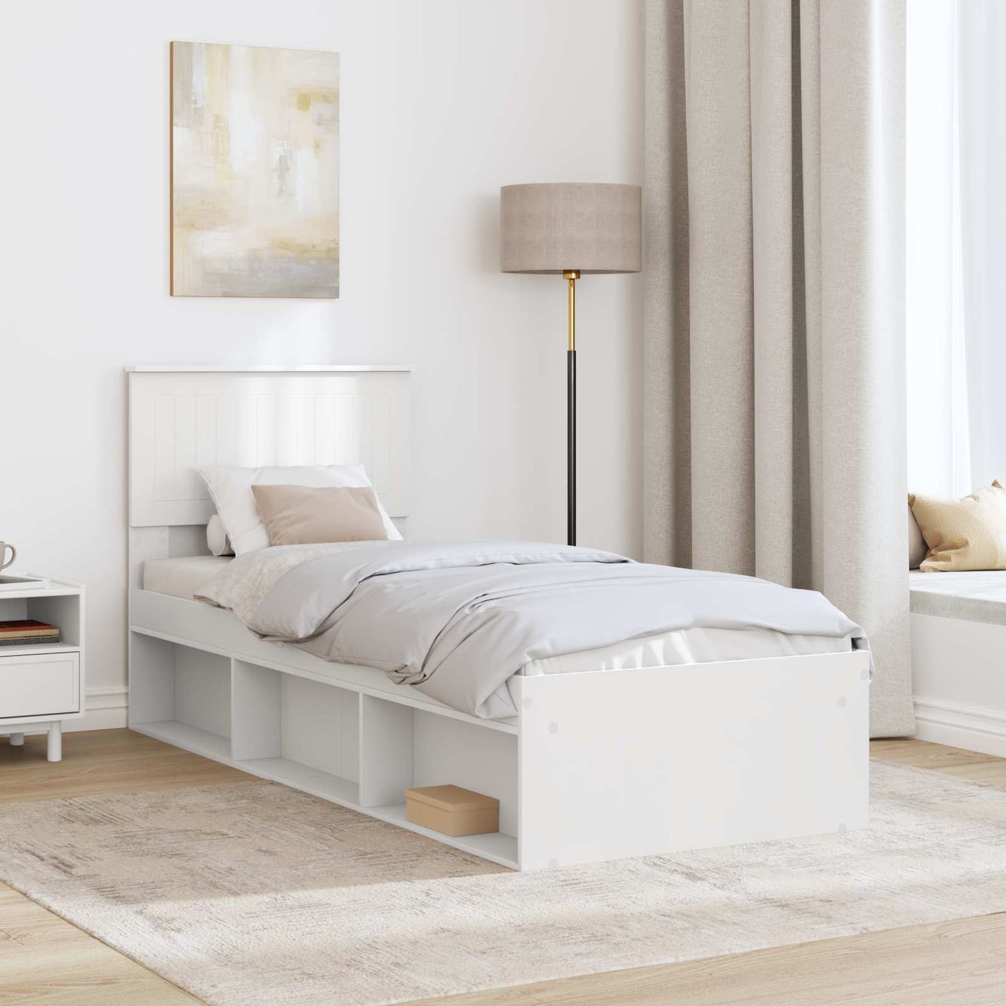 Ágykeret fejtámlával Fehér 75 x 190 cm Tömör fenyőfa