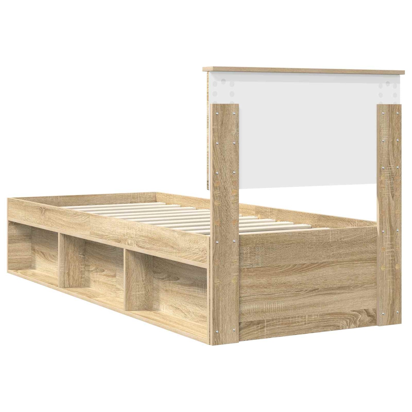 Ágykeret fejtámlával Sonoma tölgy 75 x 190 cm Tömör fenyőfa