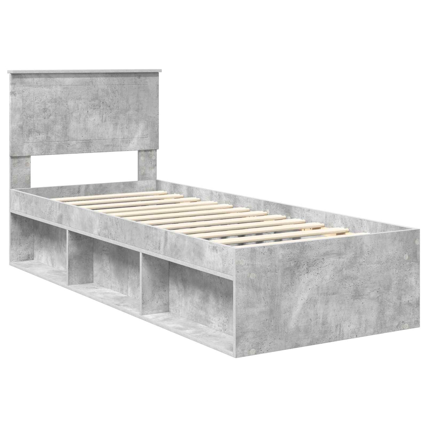 Ágykeret fejtámlával Beton Szürke 75 x 190 cm Tömör fenyőfa