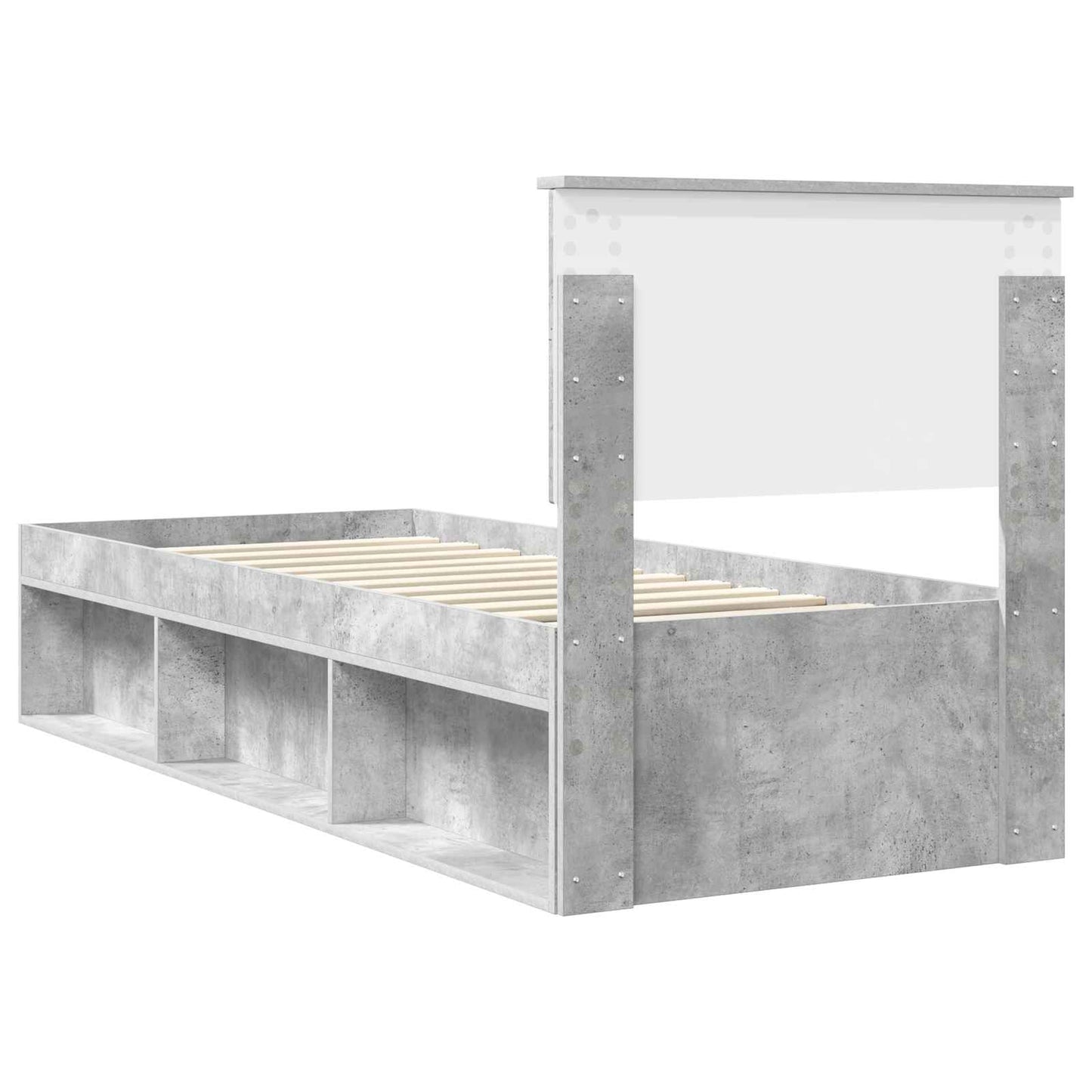 Ágykeret fejtámlával Beton Szürke 75 x 190 cm Tömör fenyőfa