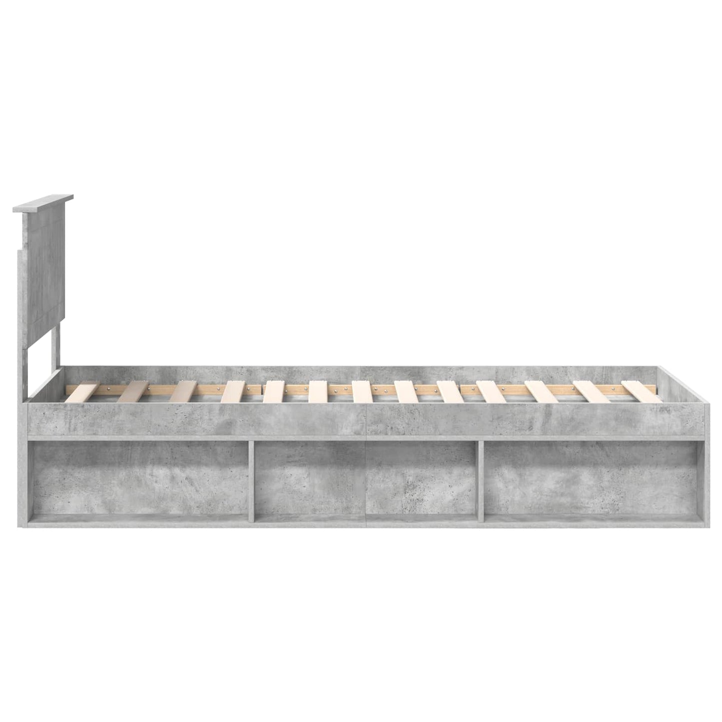 Ágykeret fejtámlával Beton Szürke 75 x 190 cm Tömör fenyőfa