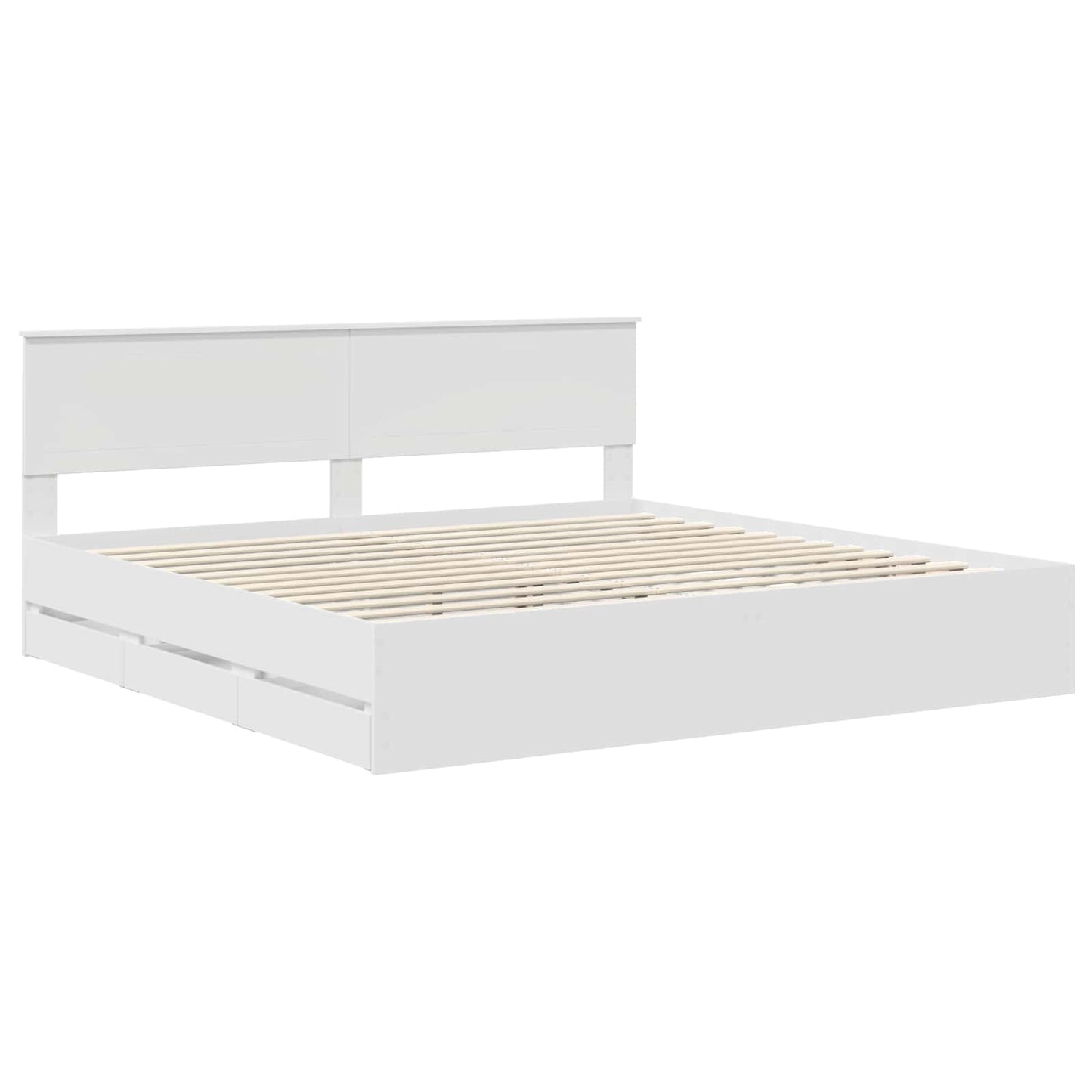 Ágykeret fiókkal fejtámlával Fehér 200 x 200 cm Mérnöki Fa