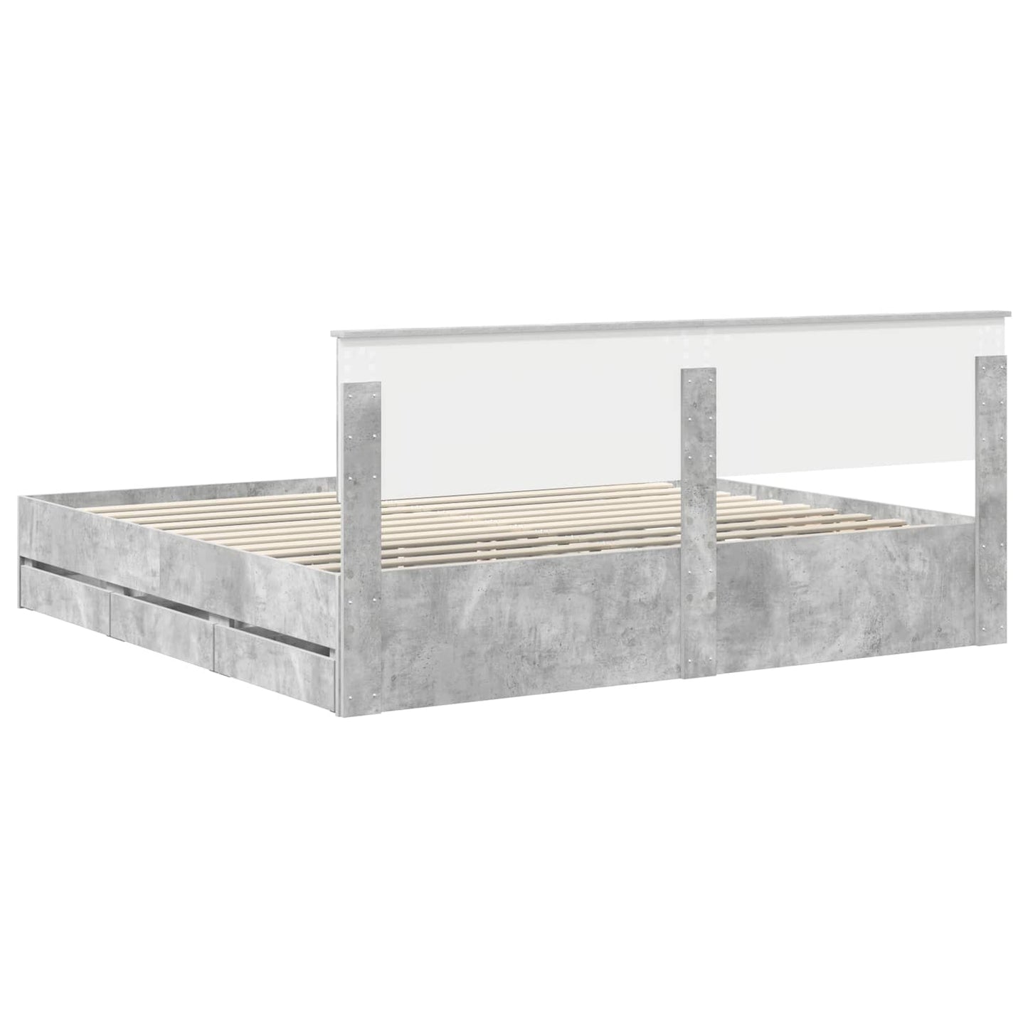 Ágykeret fiókkal tárolóval Beton Szürke 200 x 200 cm Mérnöki Fa
