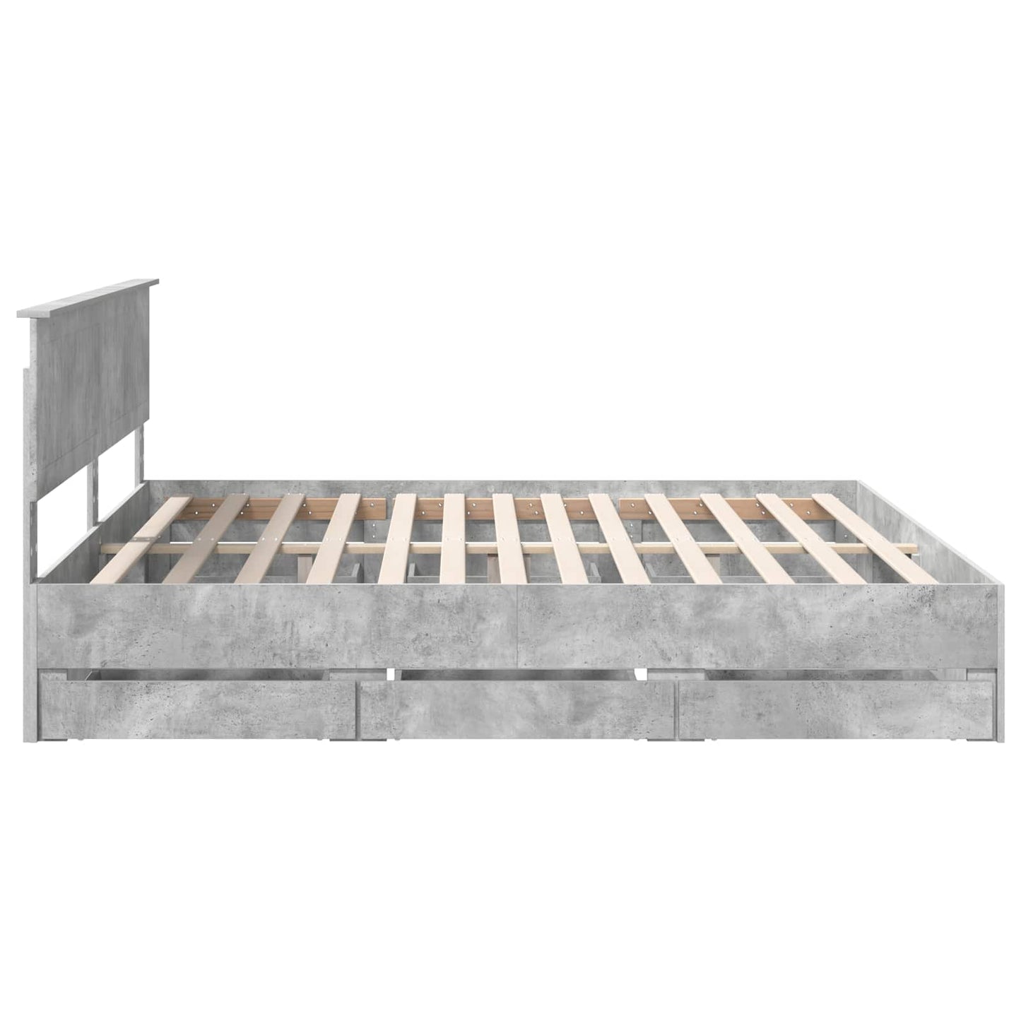 Ágykeret fiókkal tárolóval Beton Szürke 200 x 200 cm Mérnöki Fa