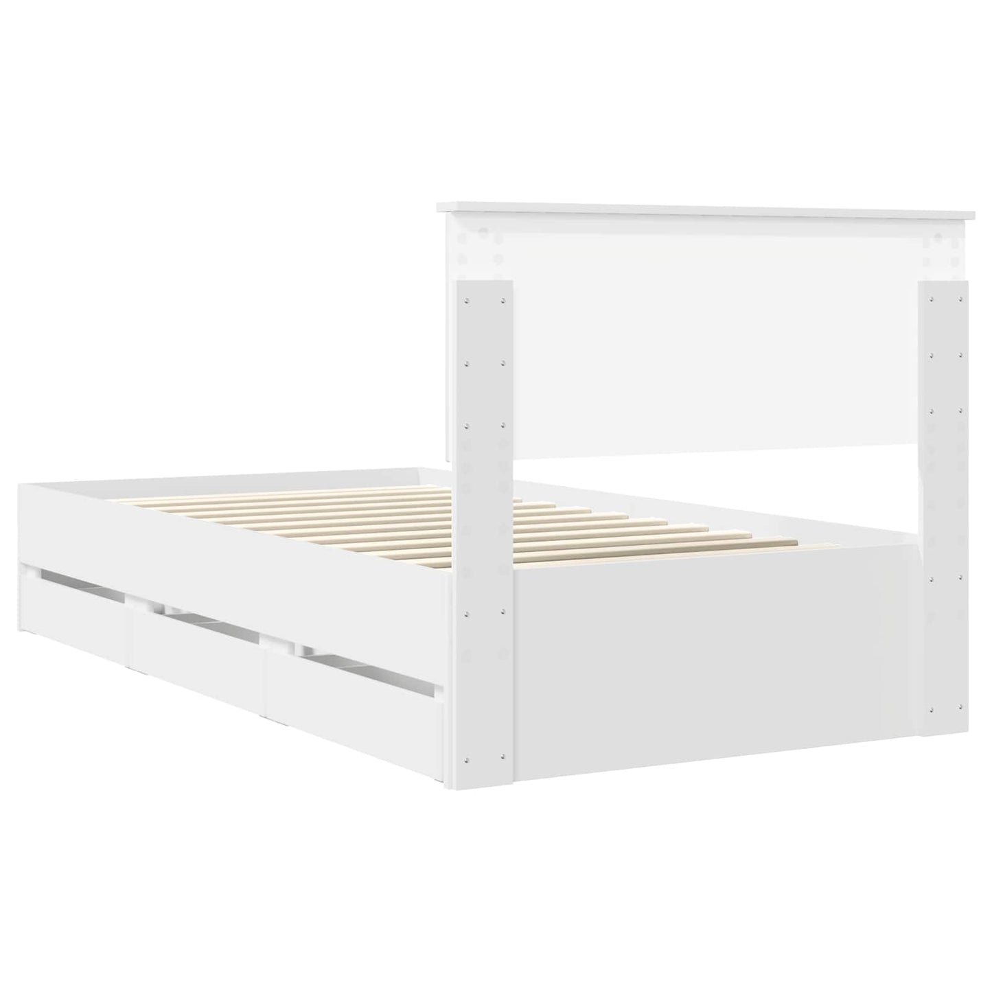 Ágykeret fiókkal fejtámlával Fehér 100 x 200 cm Mérnöki Fa
