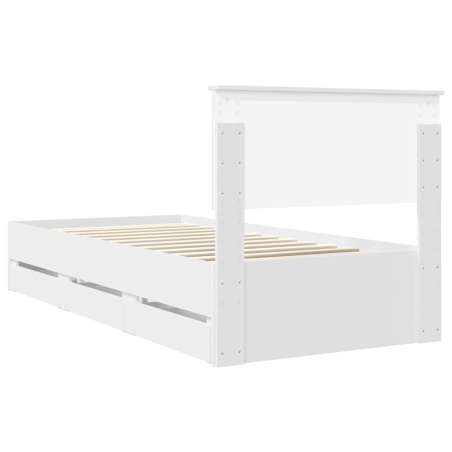 Ágykeret fiókkal fejtámlával Fehér 90 x 190 cm Mérnöki Fa
