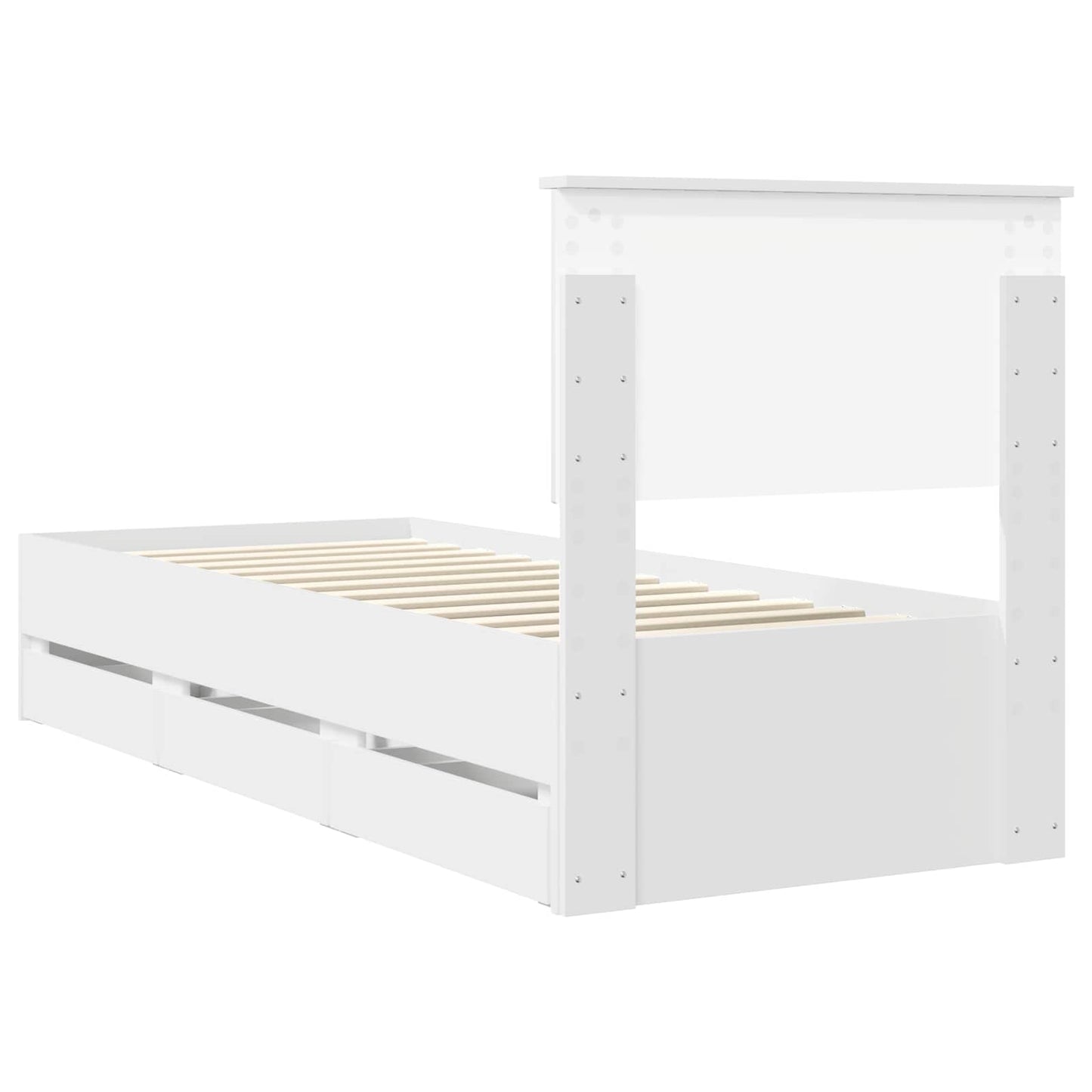 Ágykeret fiókkal fejtámlával Fehér 75 x 190 cm Mérnöki Fa
