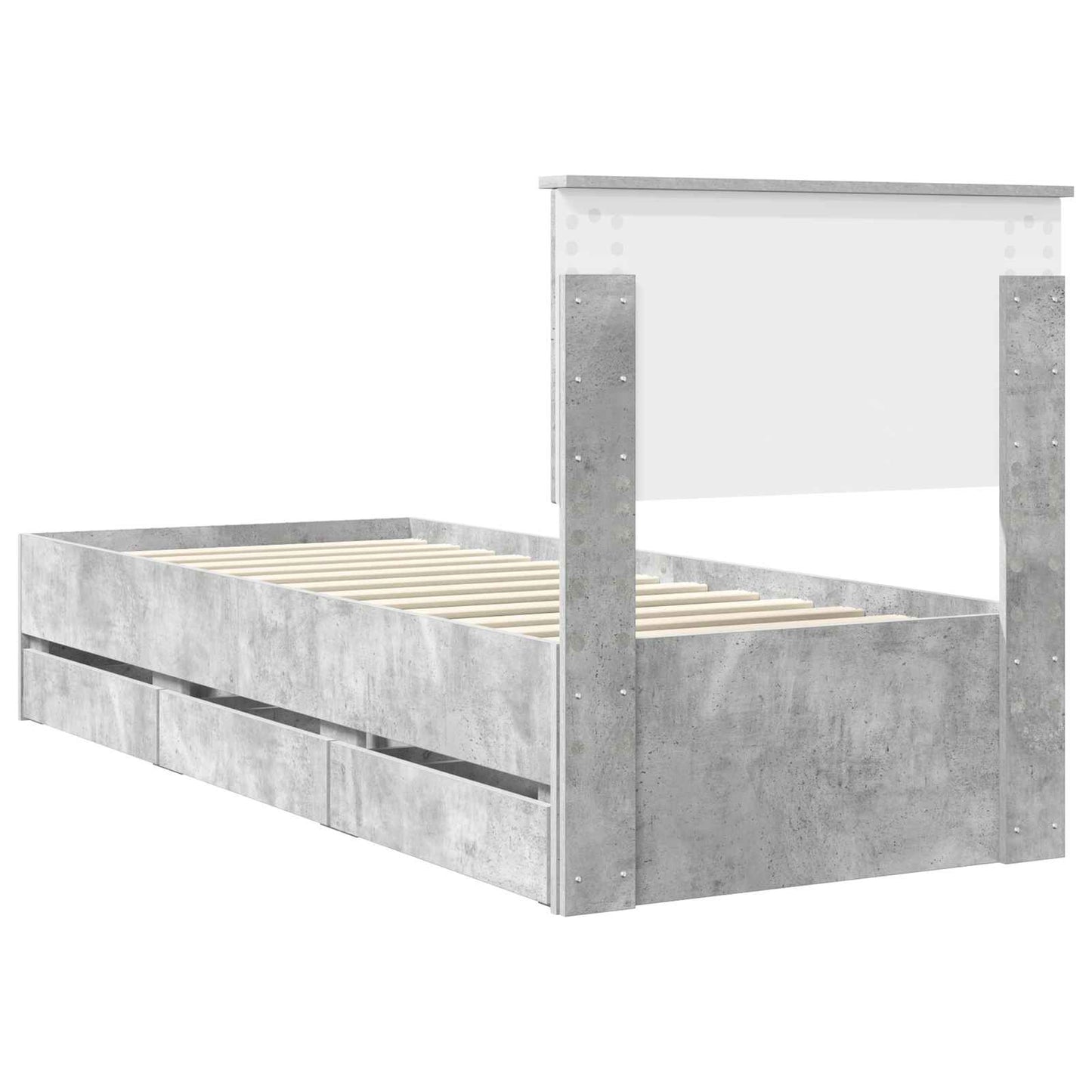 Ágykeret fiókkal tárolóval Beton Szürke 75 x 190 cm Mérnöki Fa
