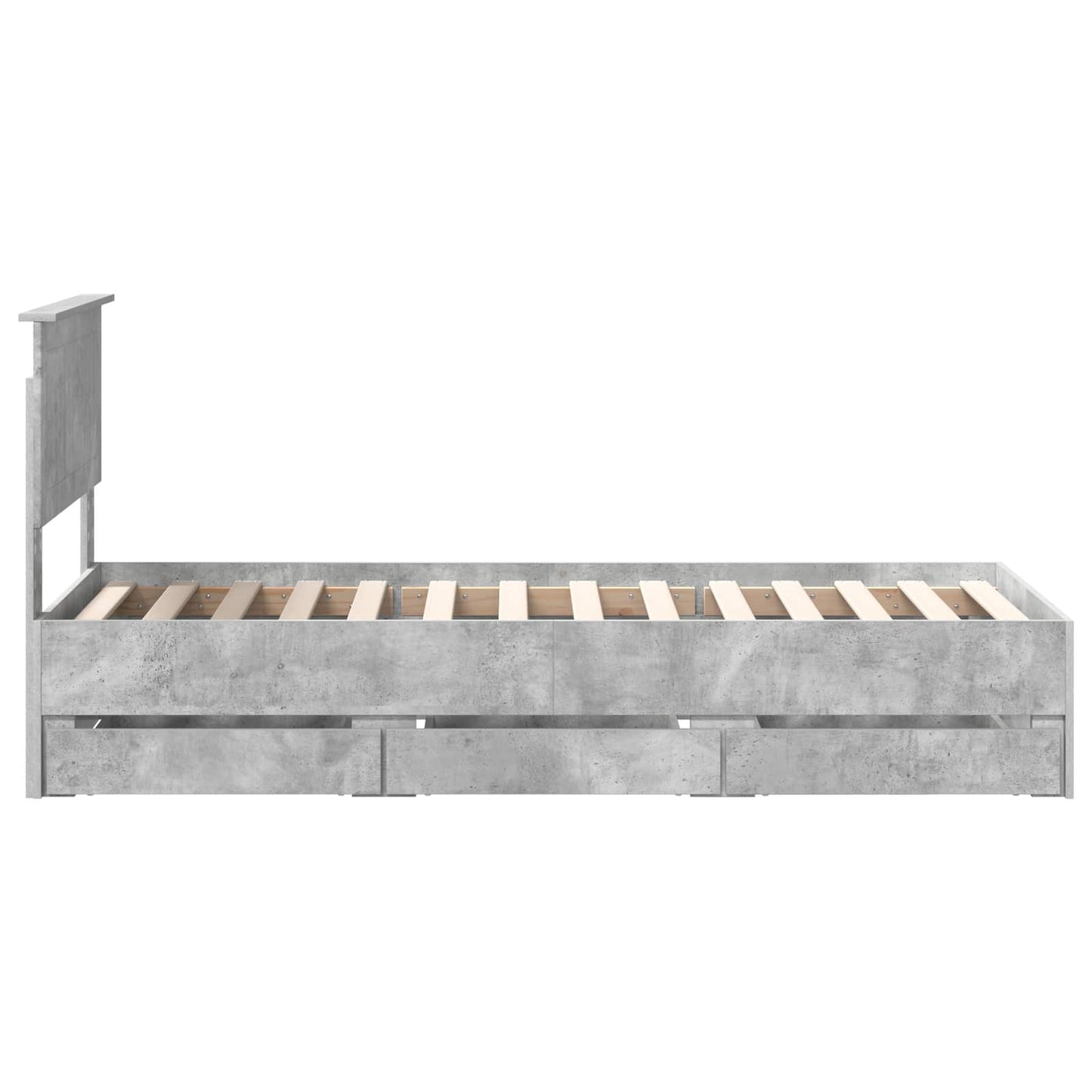 Ágykeret fiókkal tárolóval Beton Szürke 75 x 190 cm Mérnöki Fa