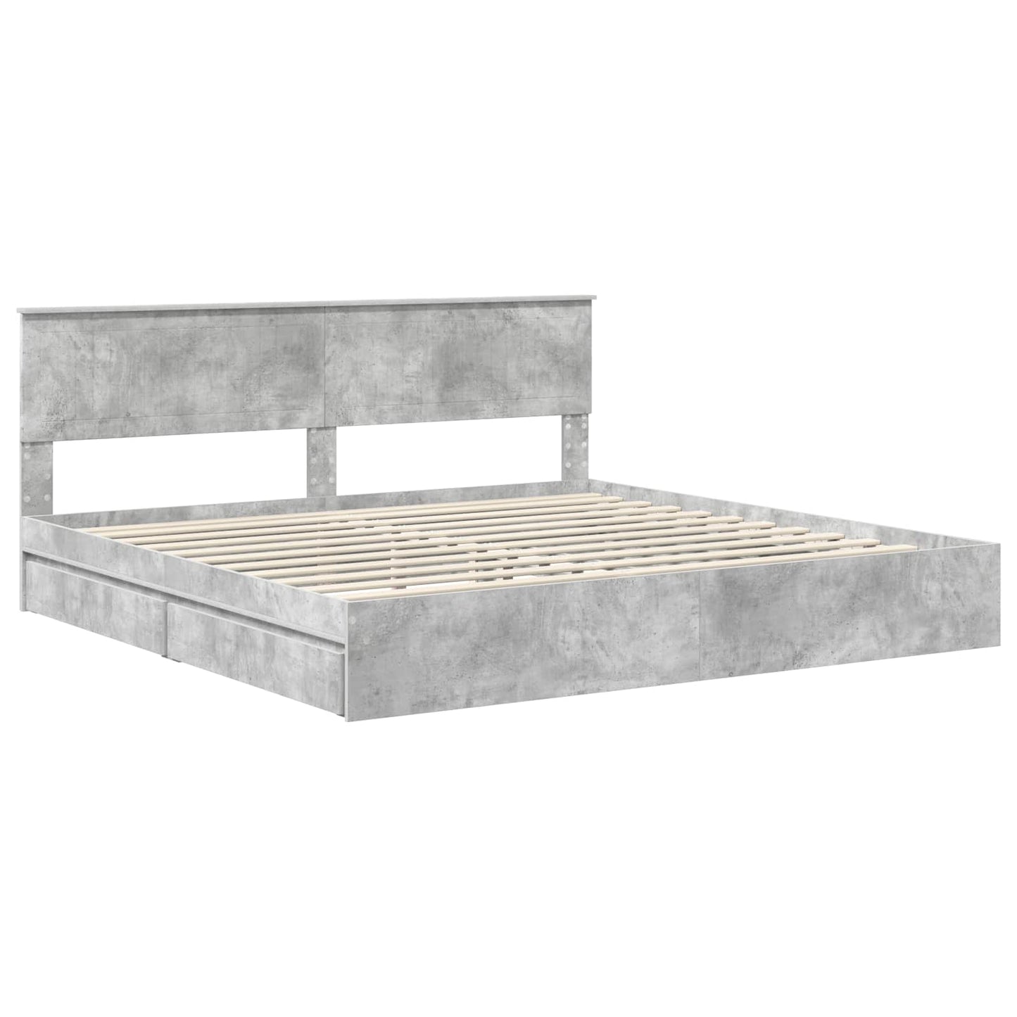 Tárolós Ágy fiókkal Beton Szürke 200 x 200 cm Szerelt Fa