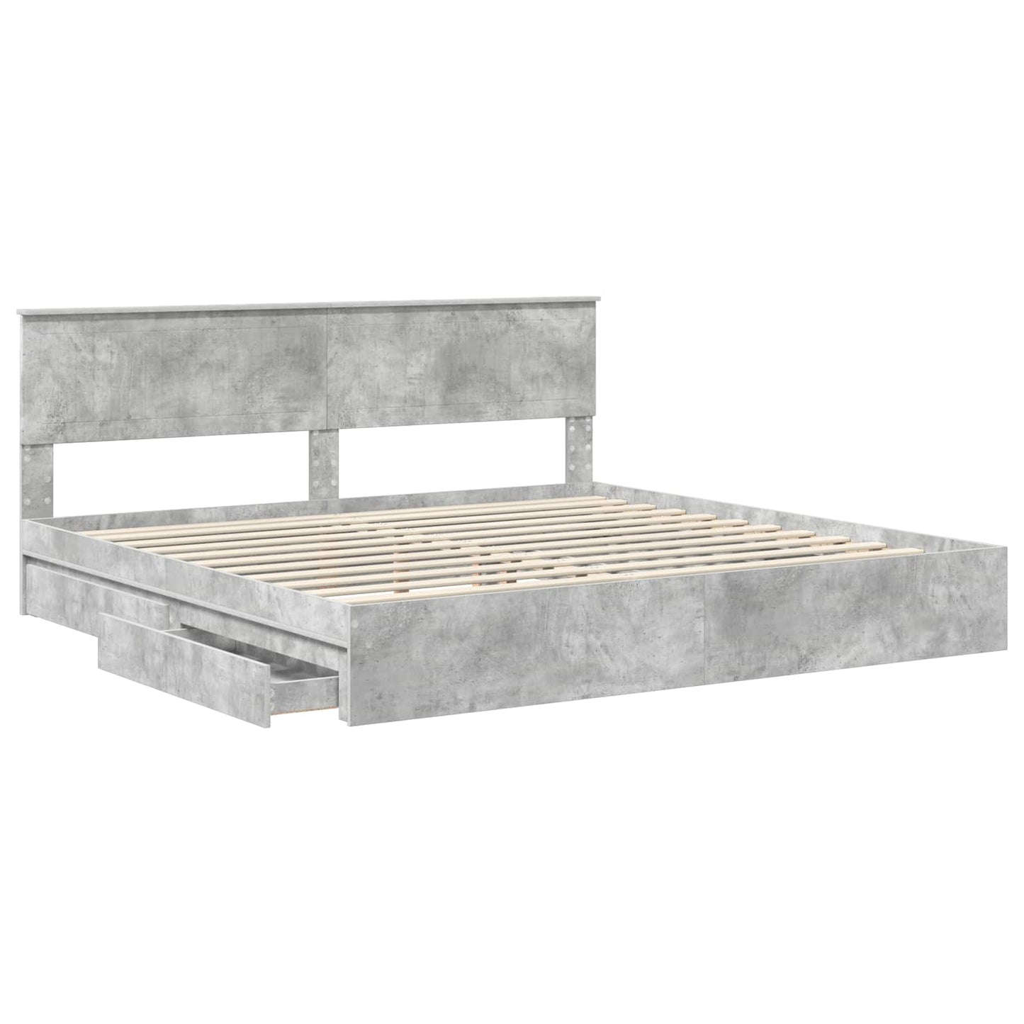 Tárolós Ágy fiókkal Beton Szürke 200 x 200 cm Szerelt Fa