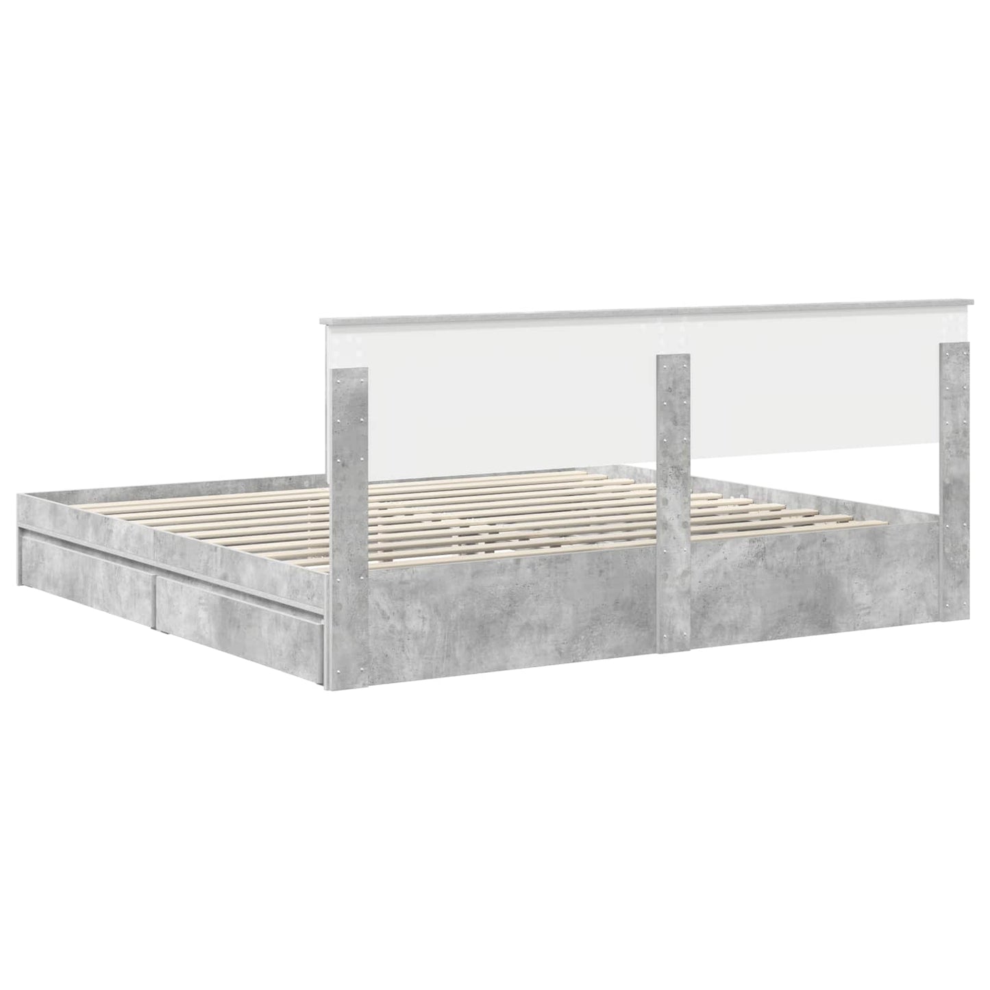 Tárolós Ágy fiókkal Beton Szürke 200 x 200 cm Szerelt Fa