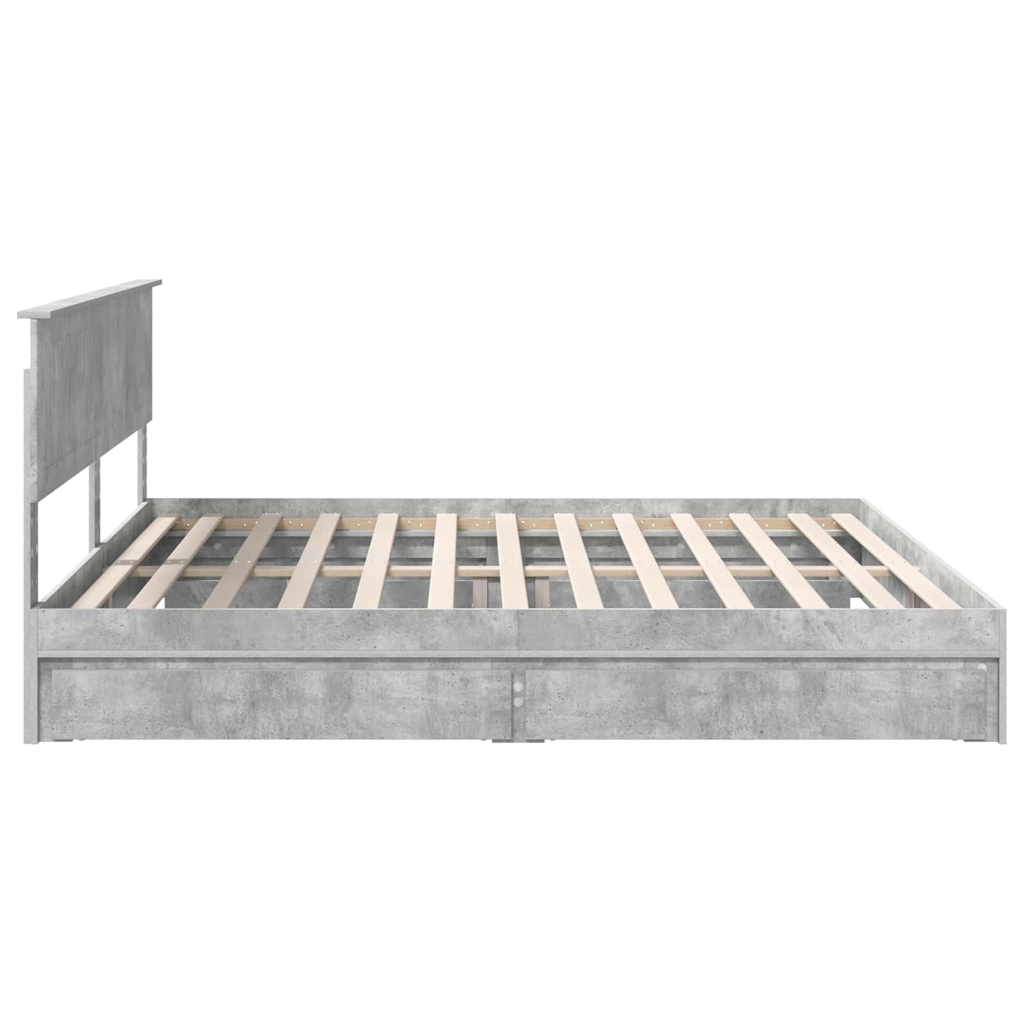 Tárolós Ágy fiókkal Beton Szürke 200 x 200 cm Szerelt Fa