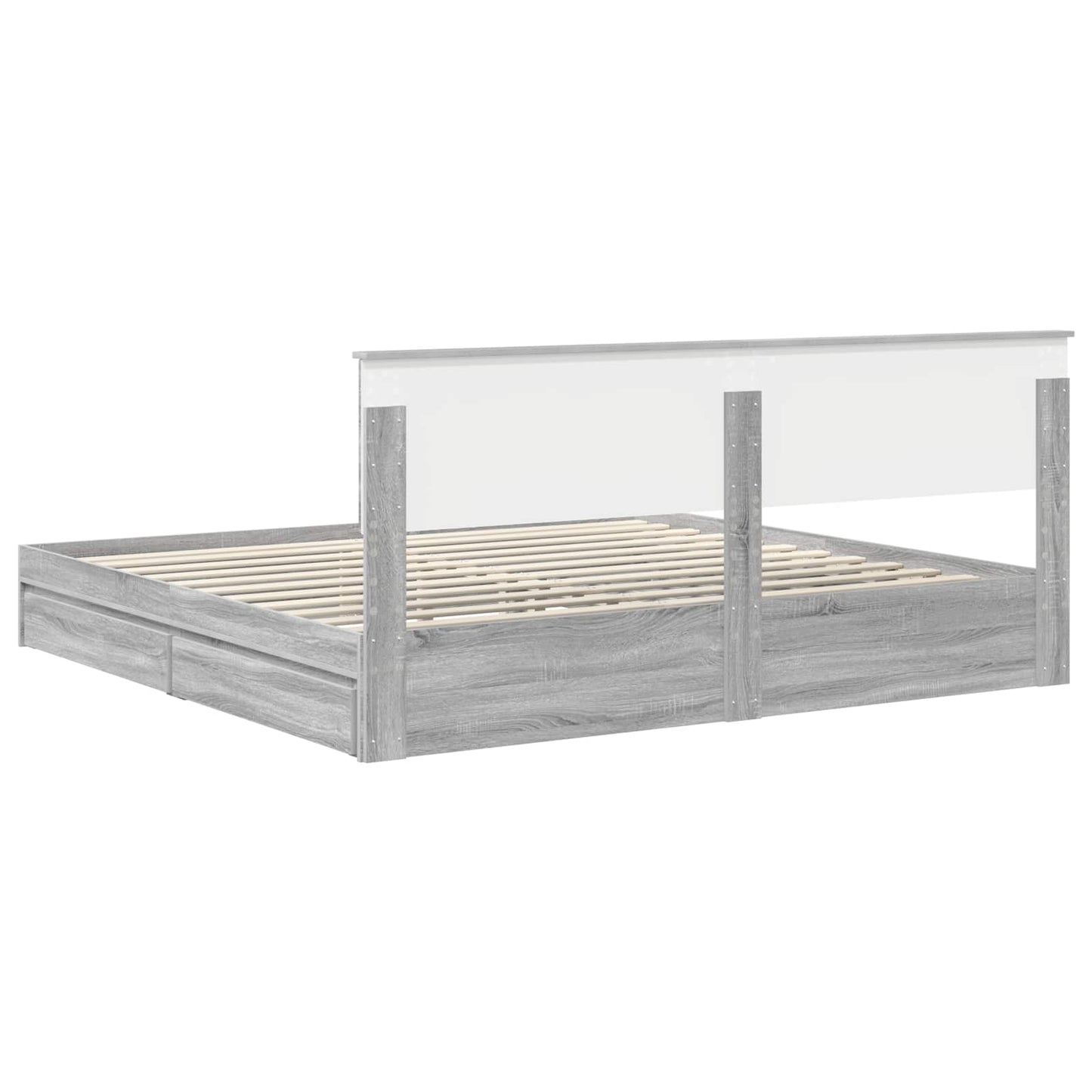 Tárolós Ágy fiókkal Szürke Sonoma 200 x 200 cm Szerelt Fa