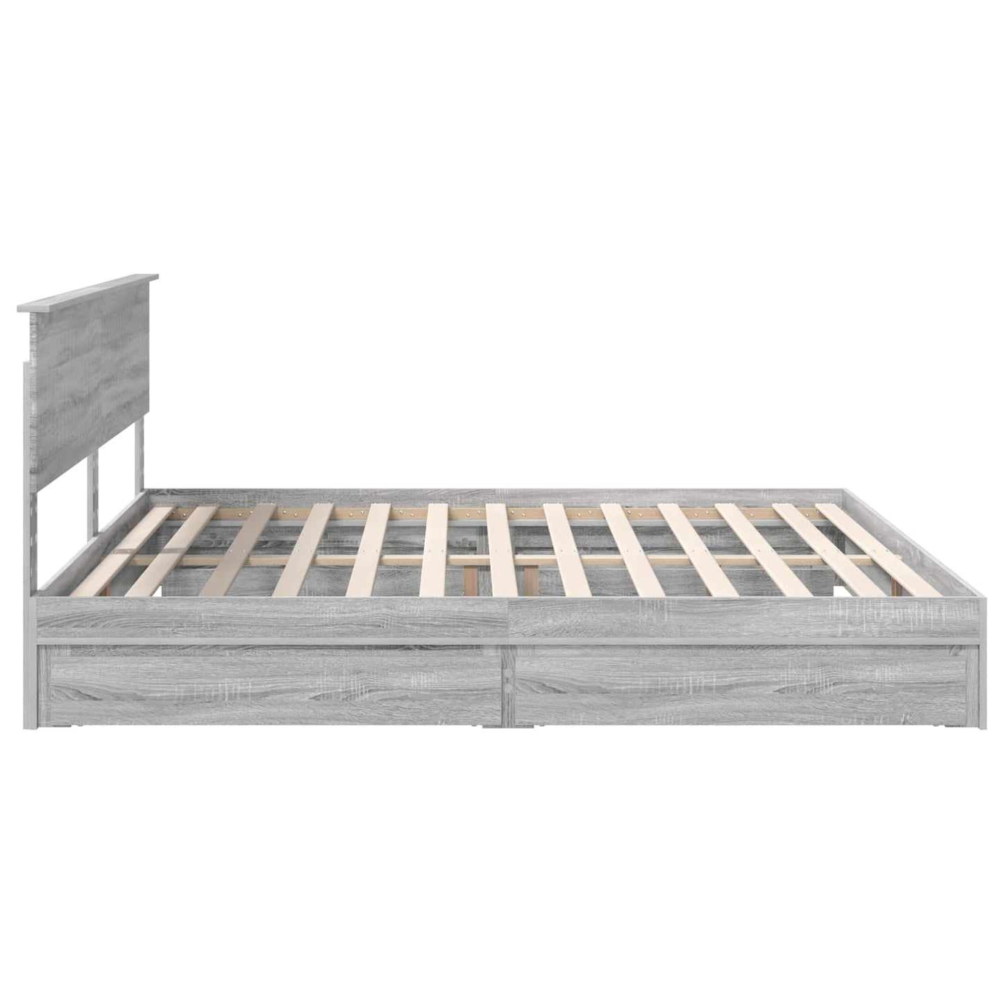 Tárolós Ágy fiókkal Szürke Sonoma 200 x 200 cm Szerelt Fa