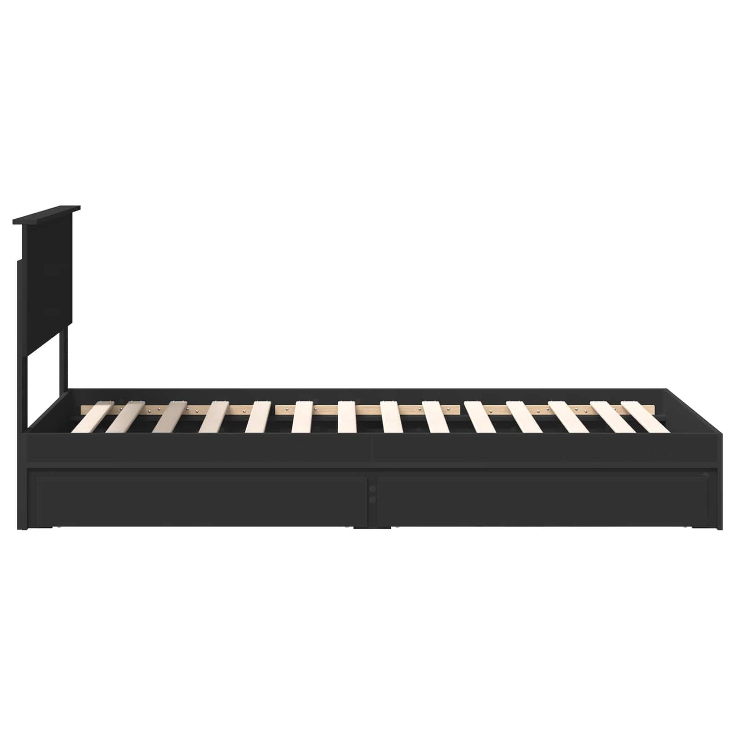 Tárolós Ágy fiókkal fejtámlával Fekete 90 x 190 cm Szerelt Fa