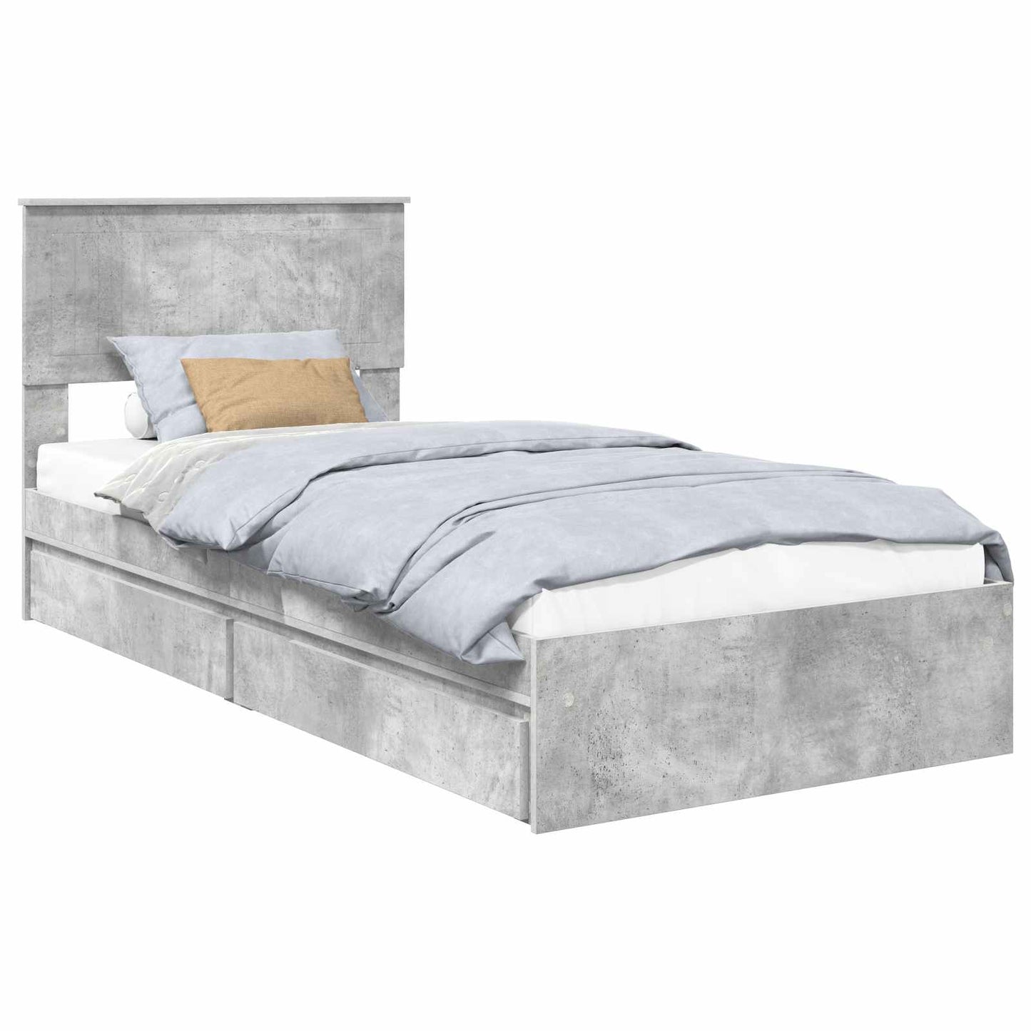 Tárolós Ágy fiókkal Beton Szürke 90 x 190 cm Szerelt Fa