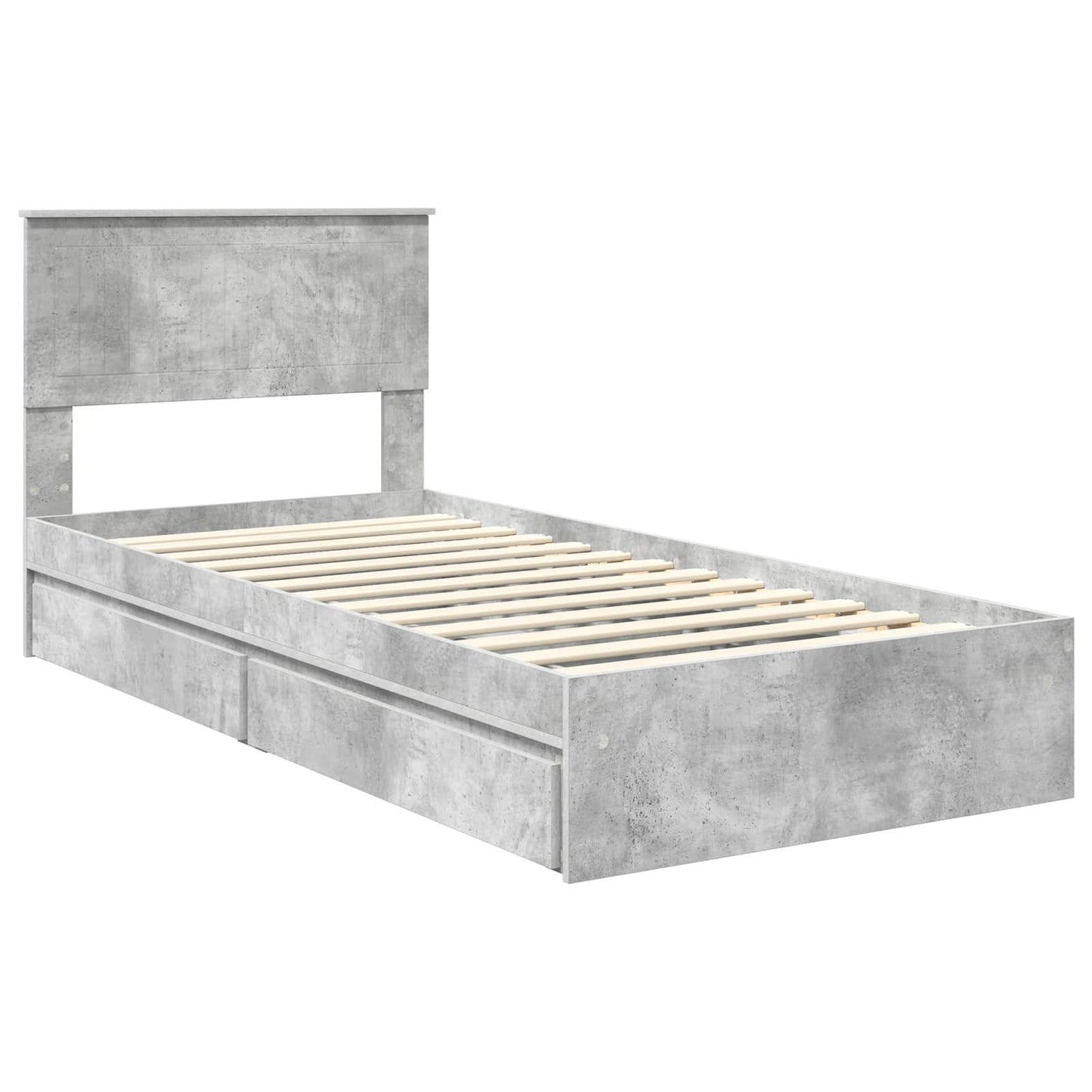 Tárolós Ágy fiókkal Beton Szürke 90 x 190 cm Szerelt Fa