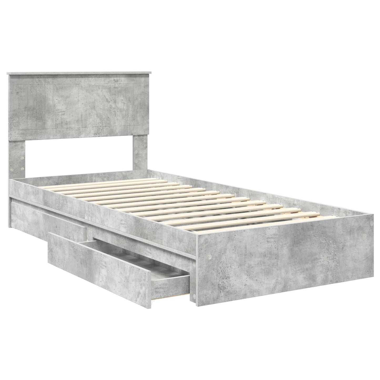Tárolós Ágy fiókkal Beton Szürke 90 x 190 cm Szerelt Fa