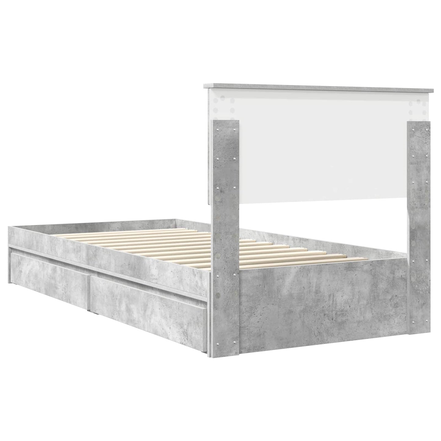 Tárolós Ágy fiókkal Beton Szürke 90 x 190 cm Szerelt Fa