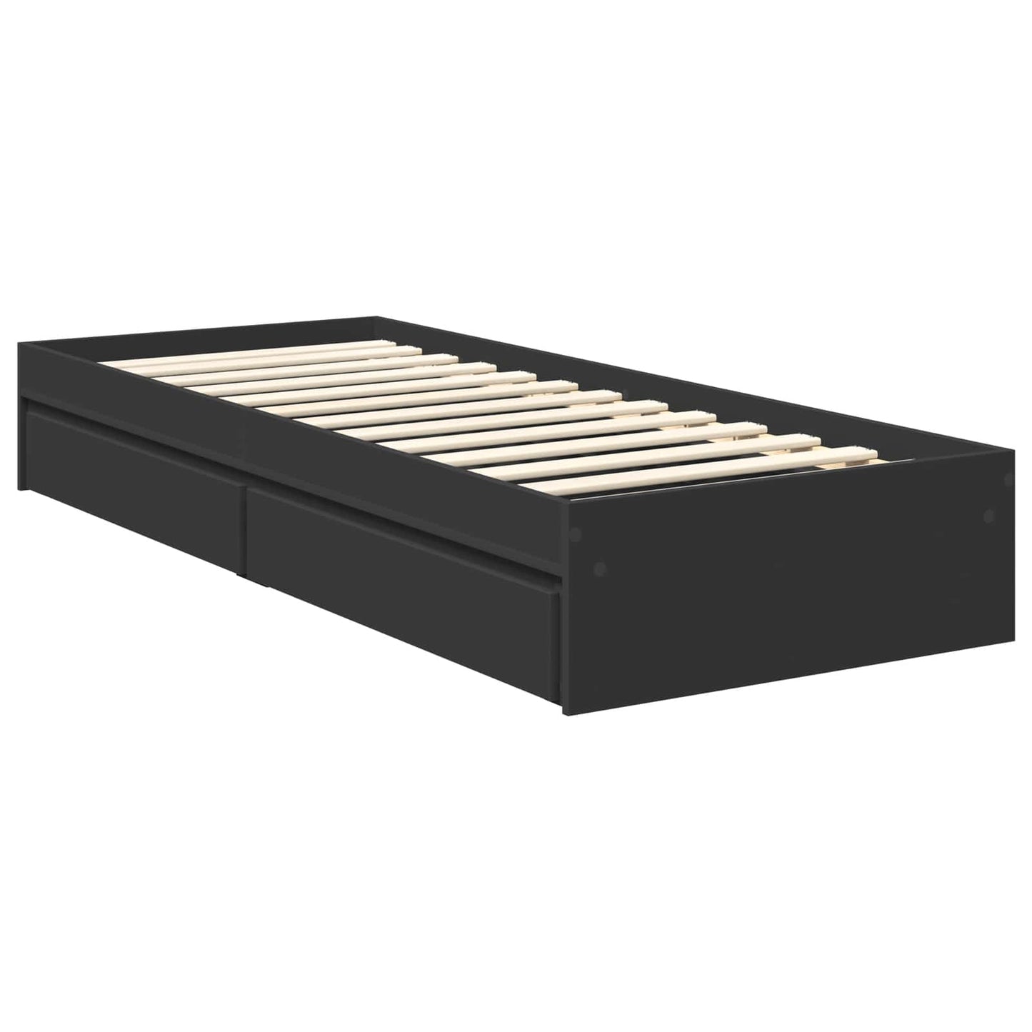 Tárolós Ágy fiókkal fejtámlával Fekete 75 x 190 cm Szerelt Fa