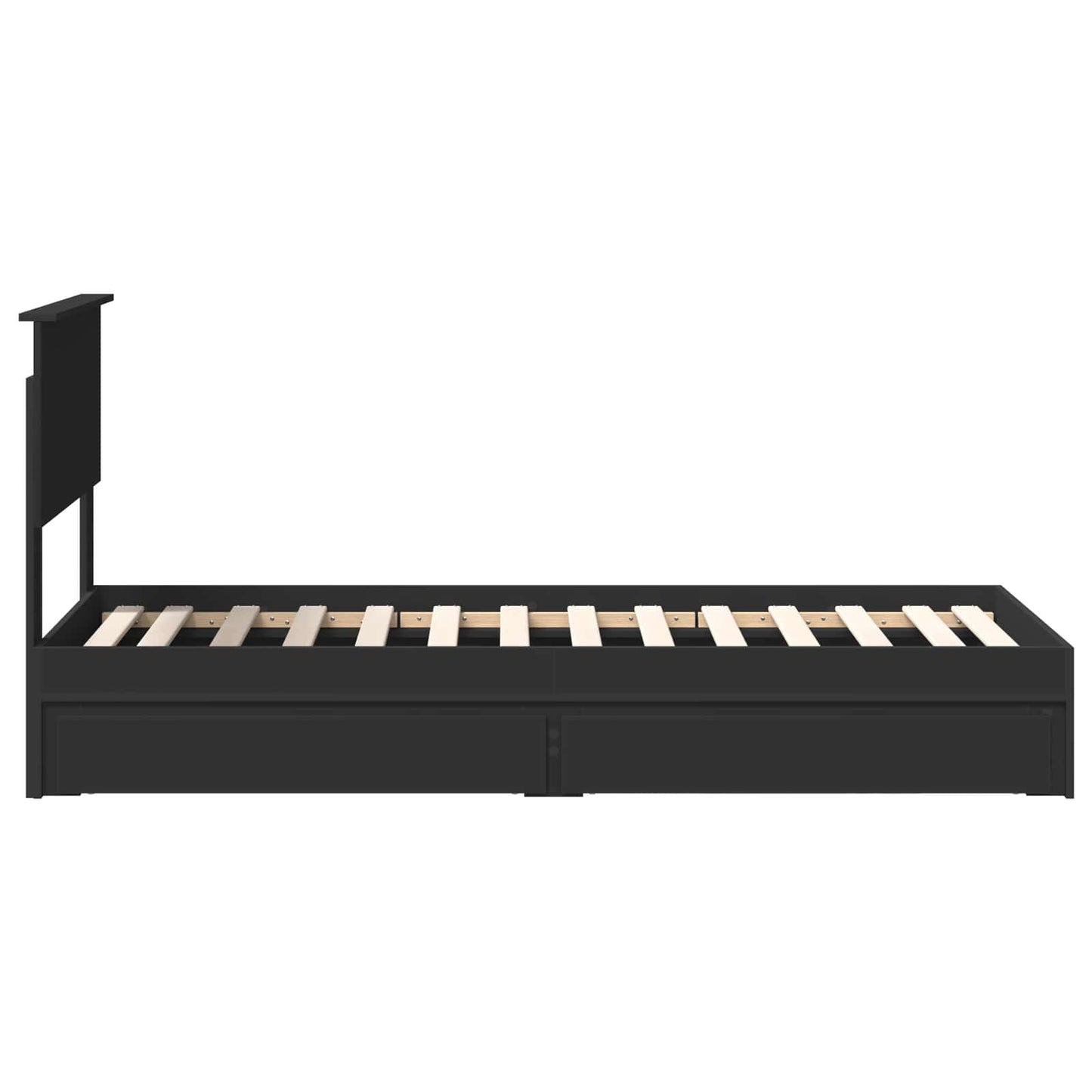 Tárolós Ágy fiókkal fejtámlával Fekete 75 x 190 cm Szerelt Fa