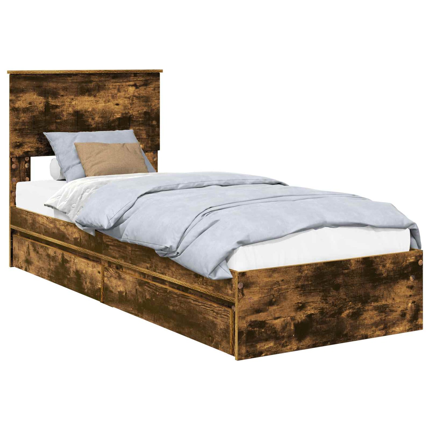 Tárolós Ágy fiókkal Füstölt tölgy 75 x 190 cm Szerelt Fa