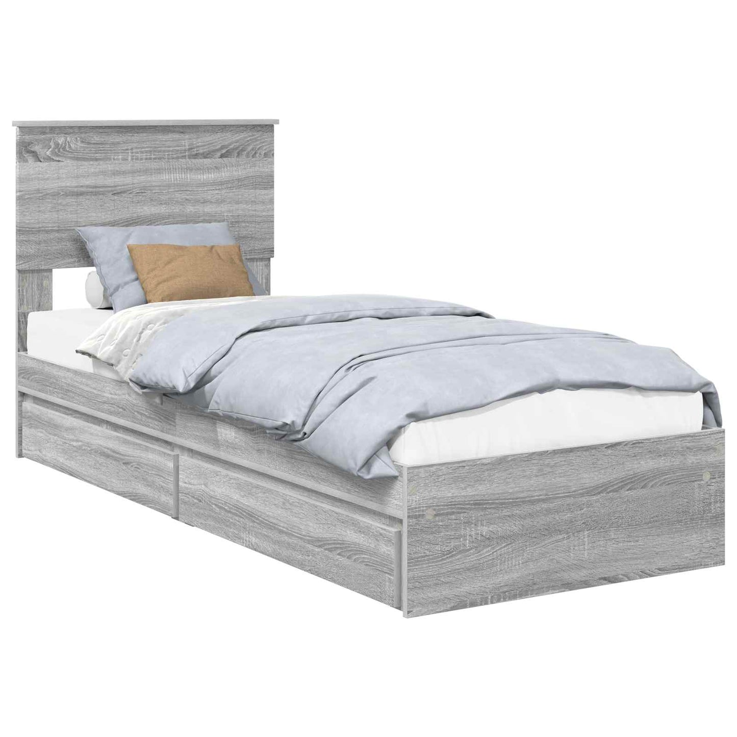 Tárolós Ágy fiókkal Szürke Sonoma 75 x 190 cm Szerelt Fa