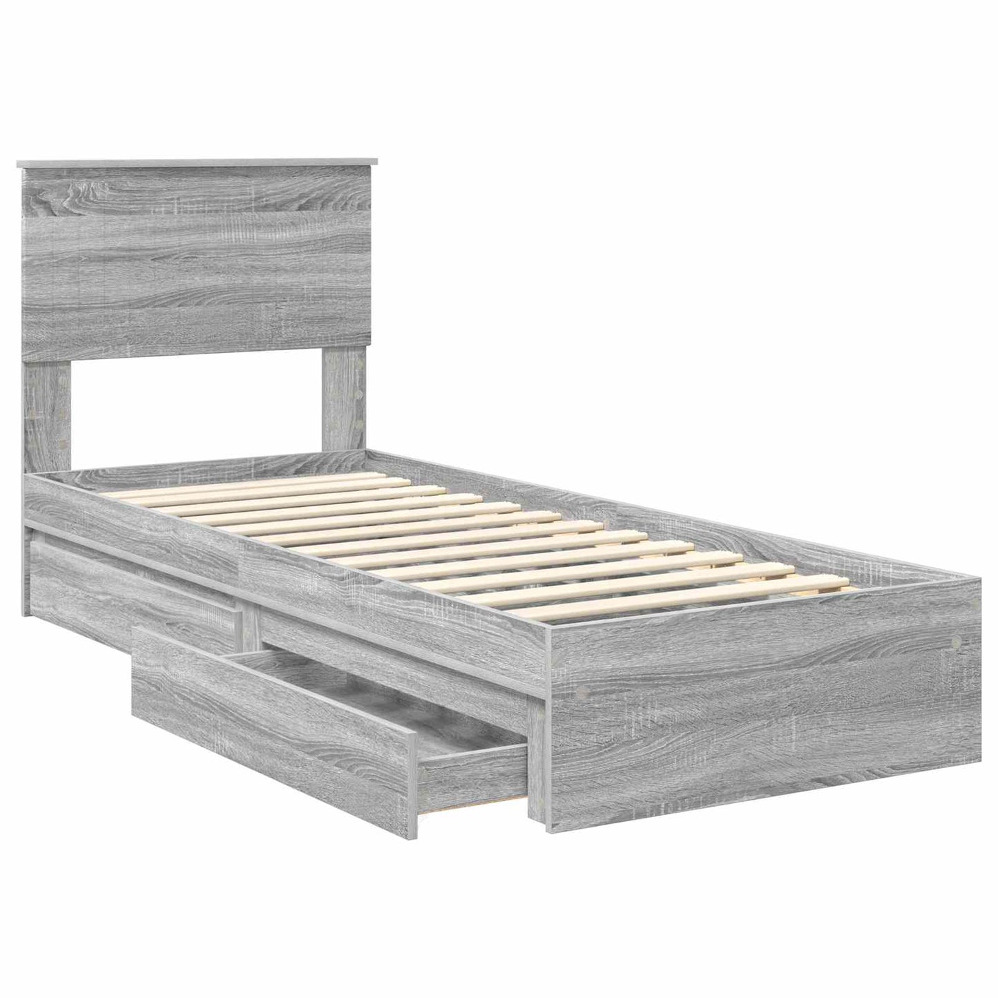 Tárolós Ágy fiókkal Szürke Sonoma 75 x 190 cm Szerelt Fa