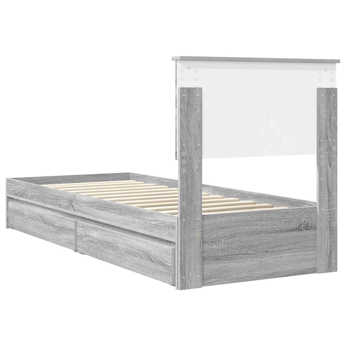 Tárolós Ágy fiókkal Szürke Sonoma 75 x 190 cm Szerelt Fa