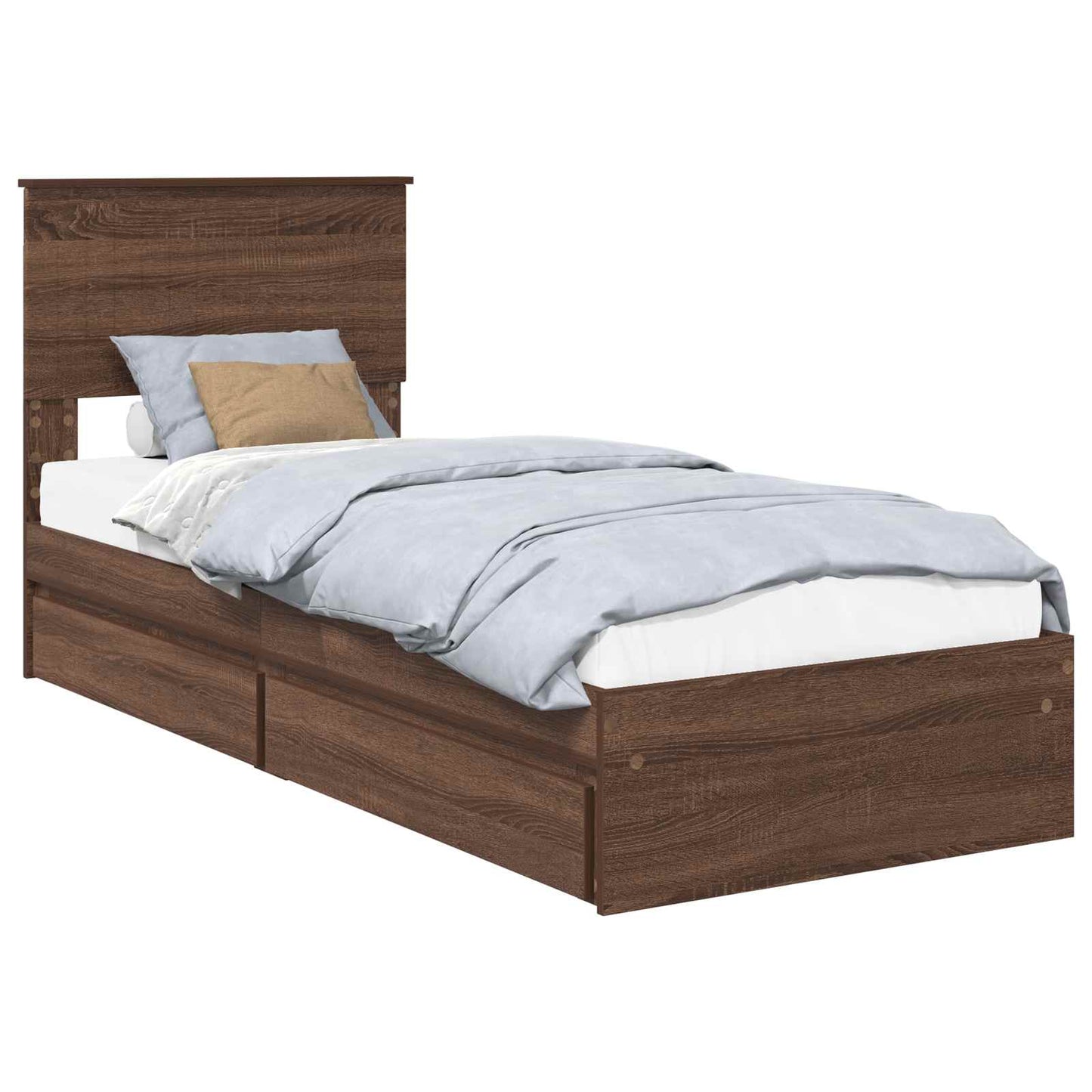 Tárolós Ágy fiókkal Barna Tölgy 75 x 190 cm Szerelt Fa