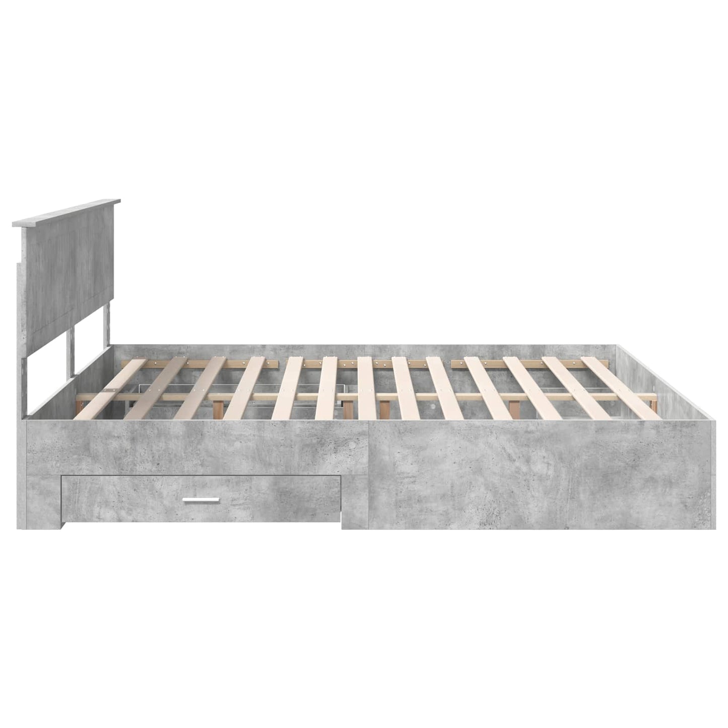 Ágykeret fiókkal tárolóval Betonszürke 200 x 200 cm Szerelt Fa