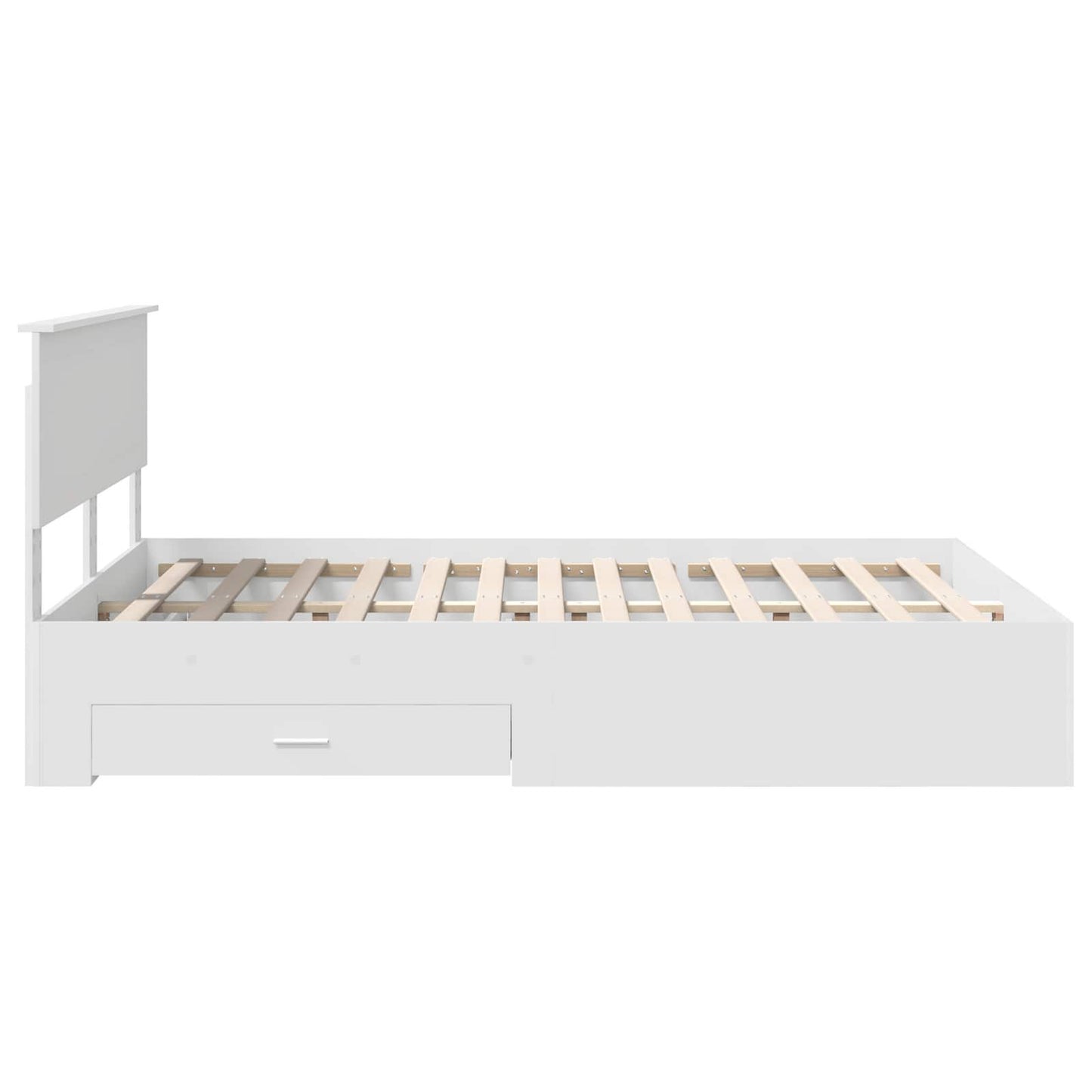 Ágykeret fiókkal fejtámlával Fehér 140 x 200 cm Szerelt Fa
