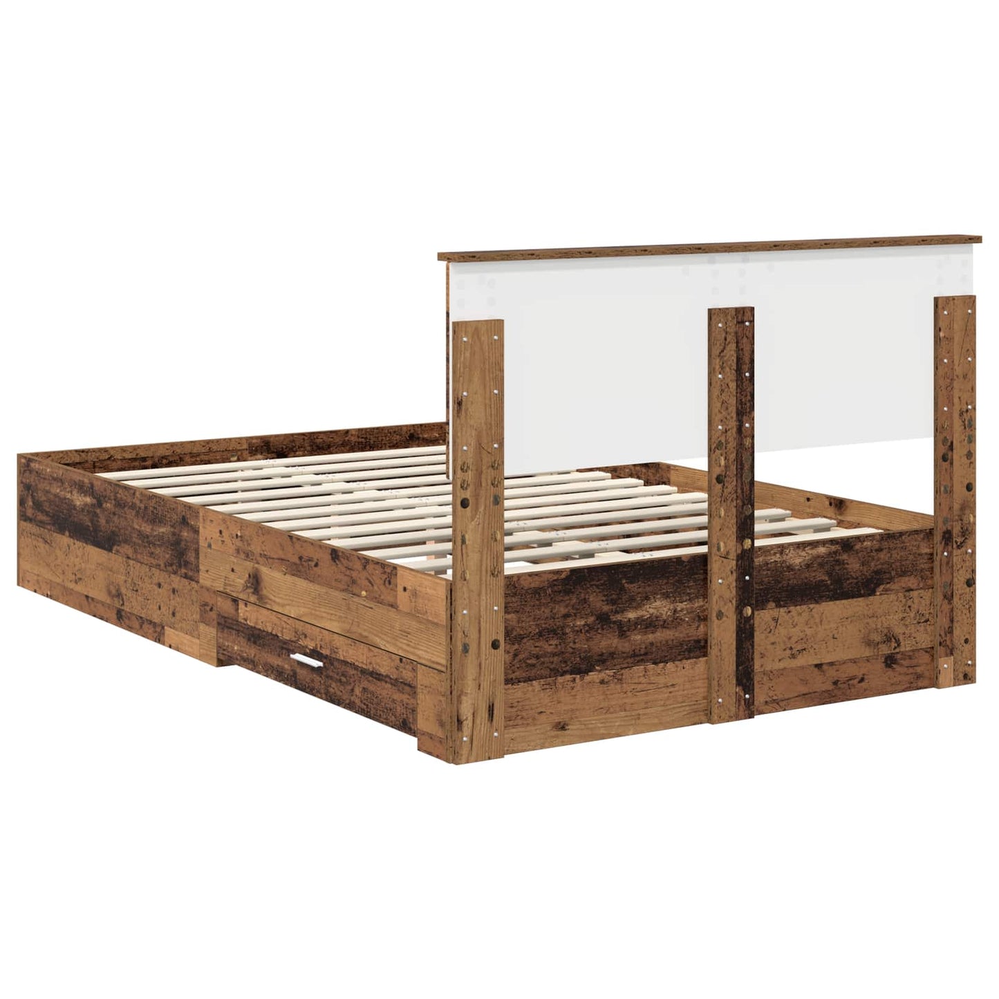 Ágykeret fiókkal fejtámlával Antik Fa 120 x 190 cm Szerelt Fa