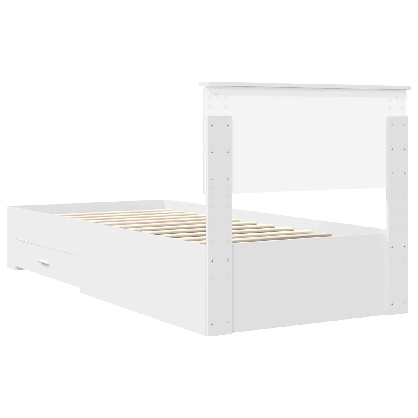 Ágykeret fiókkal fejtámlával Fehér 90 x 190 cm Szerelt Fa