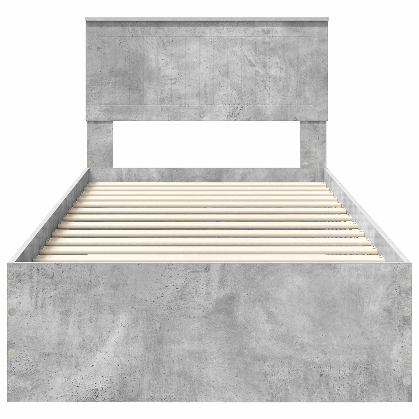 Ágykeret fiókkal fejtámlával Betonszürke 90 x 190 cm Szerelt Fa