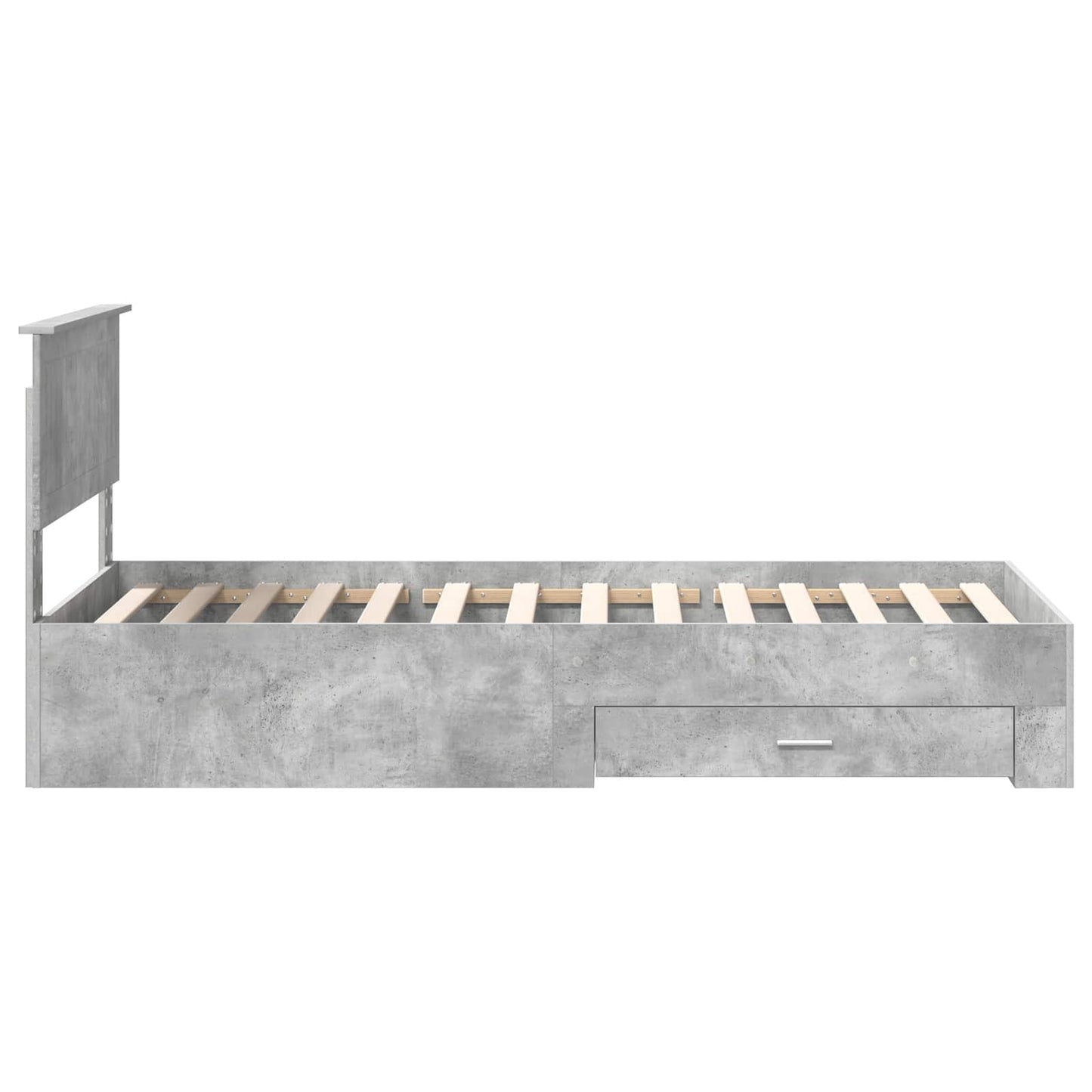 Ágykeret fiókkal fejtámlával Betonszürke 90 x 190 cm Szerelt Fa