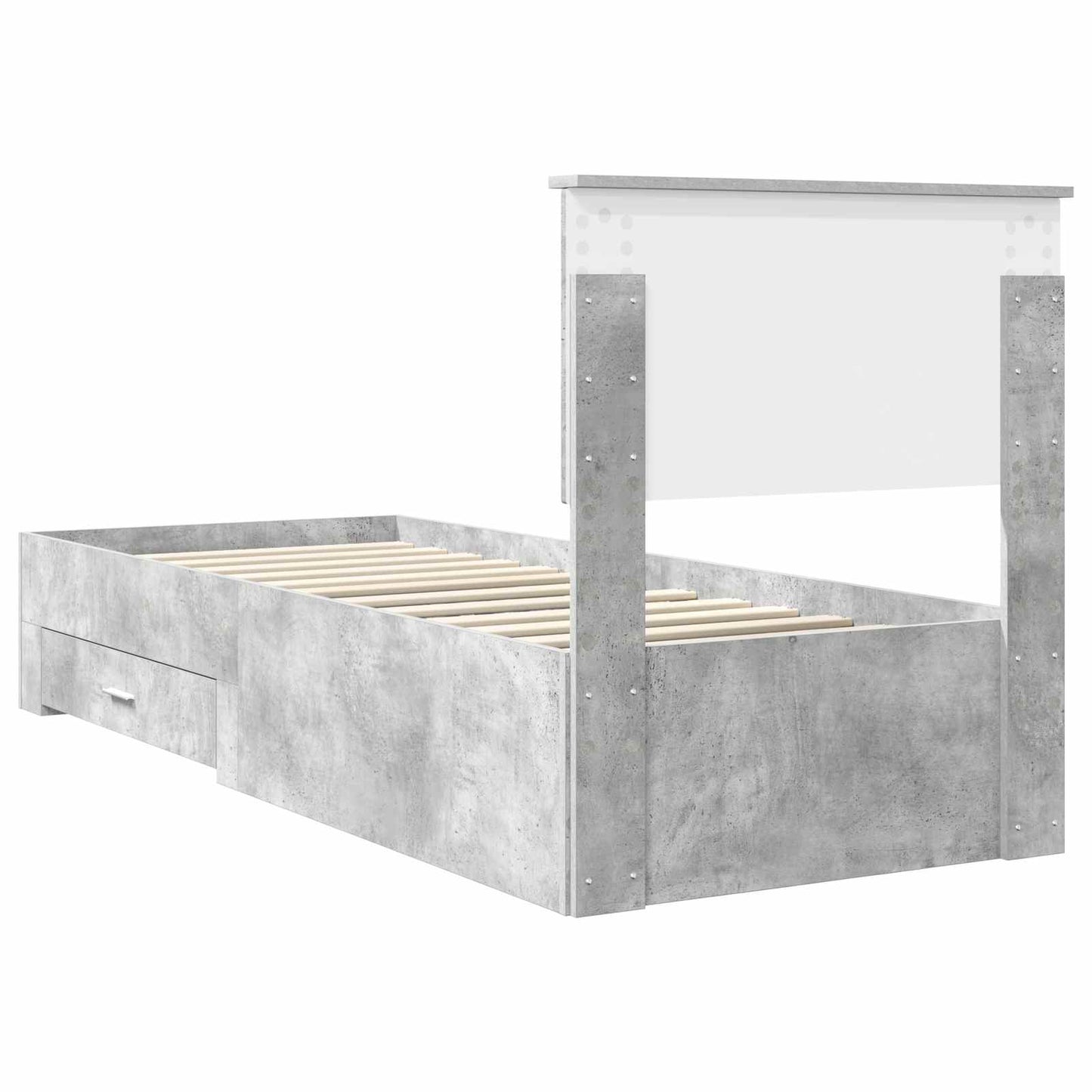 Ágykeret fiókkal Beton szürke és ezüst 70 x 190 cm Szerelt Fa