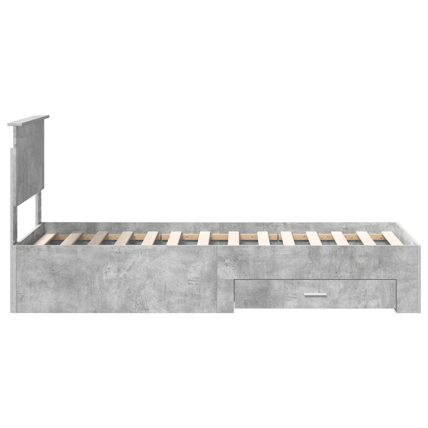 Ágykeret fiókkal Beton szürke és ezüst 70 x 190 cm Szerelt Fa