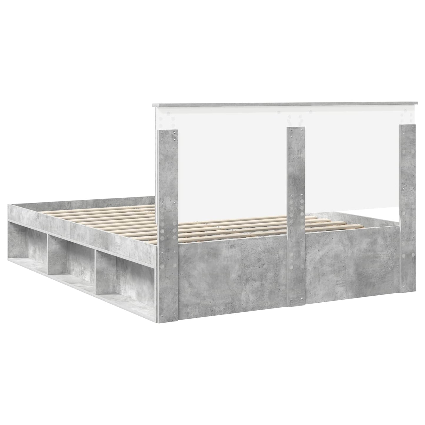 Ágykeret fejtámlával Beton Szürke 150 x 200 cm Tömör fenyőfa