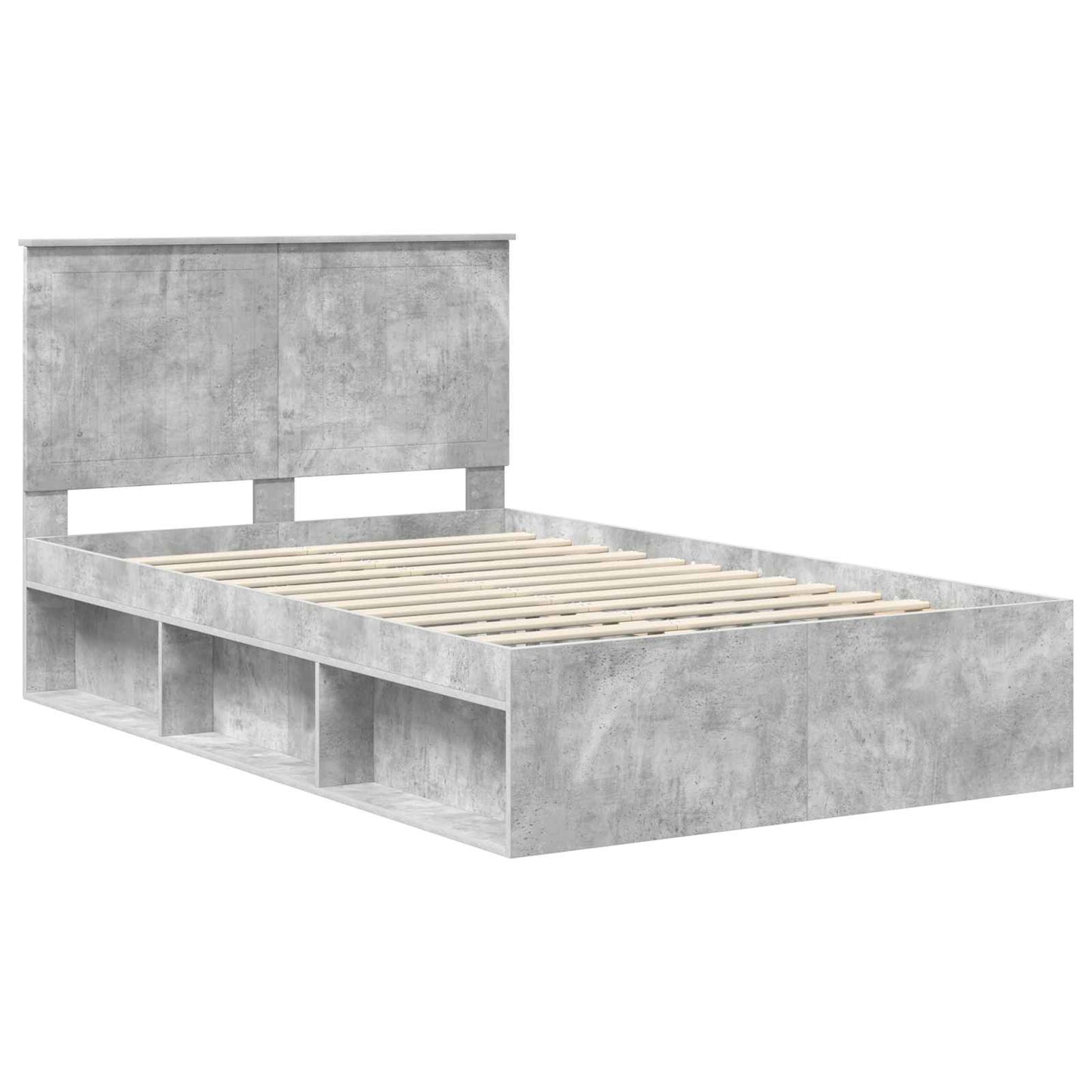 Ágykeret fejtámlával Beton 120 x 190 cm Tömör fenyőfa