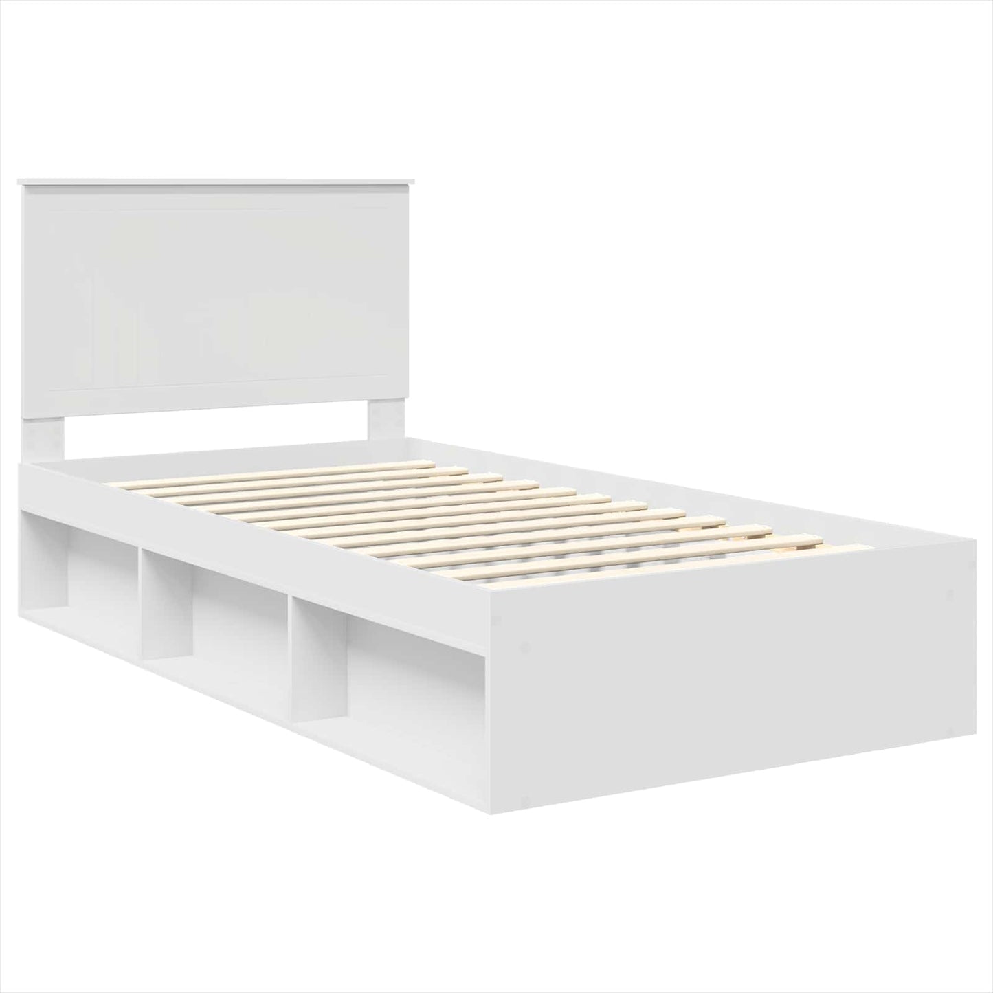 Ágykeret fejtámlával Fehér 100 x 200 cm Tömör fenyőfa