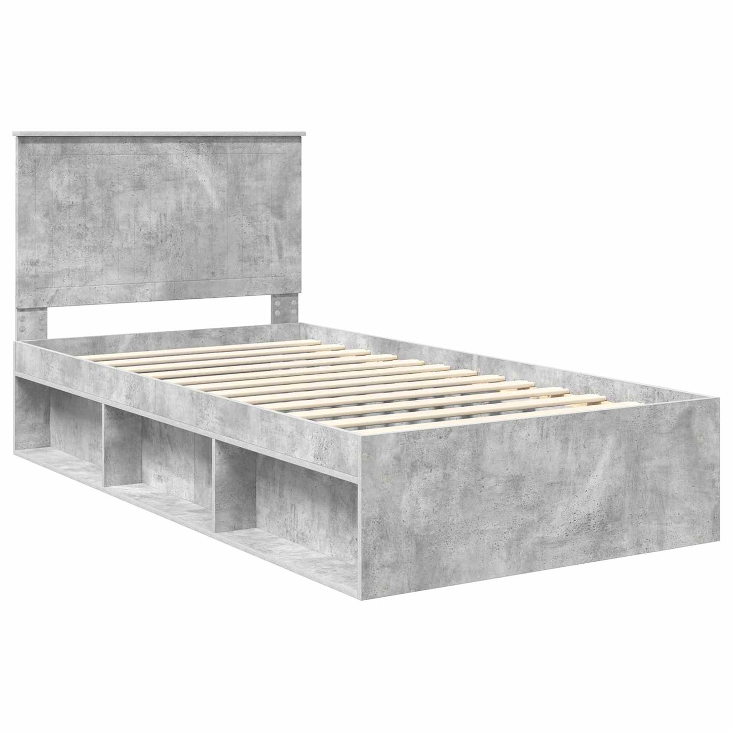 Ágykeret fejtámlával Beton Szürke 100 x 200 cm Tömör fenyőfa