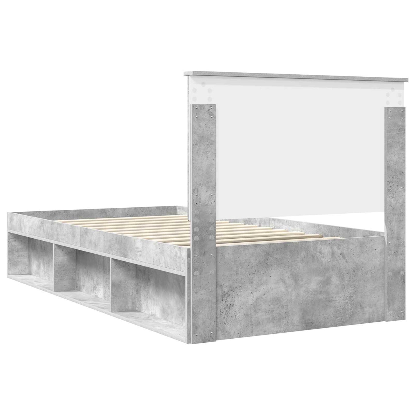 Ágykeret fejtámlával Beton Szürke 100 x 200 cm Tömör fenyőfa