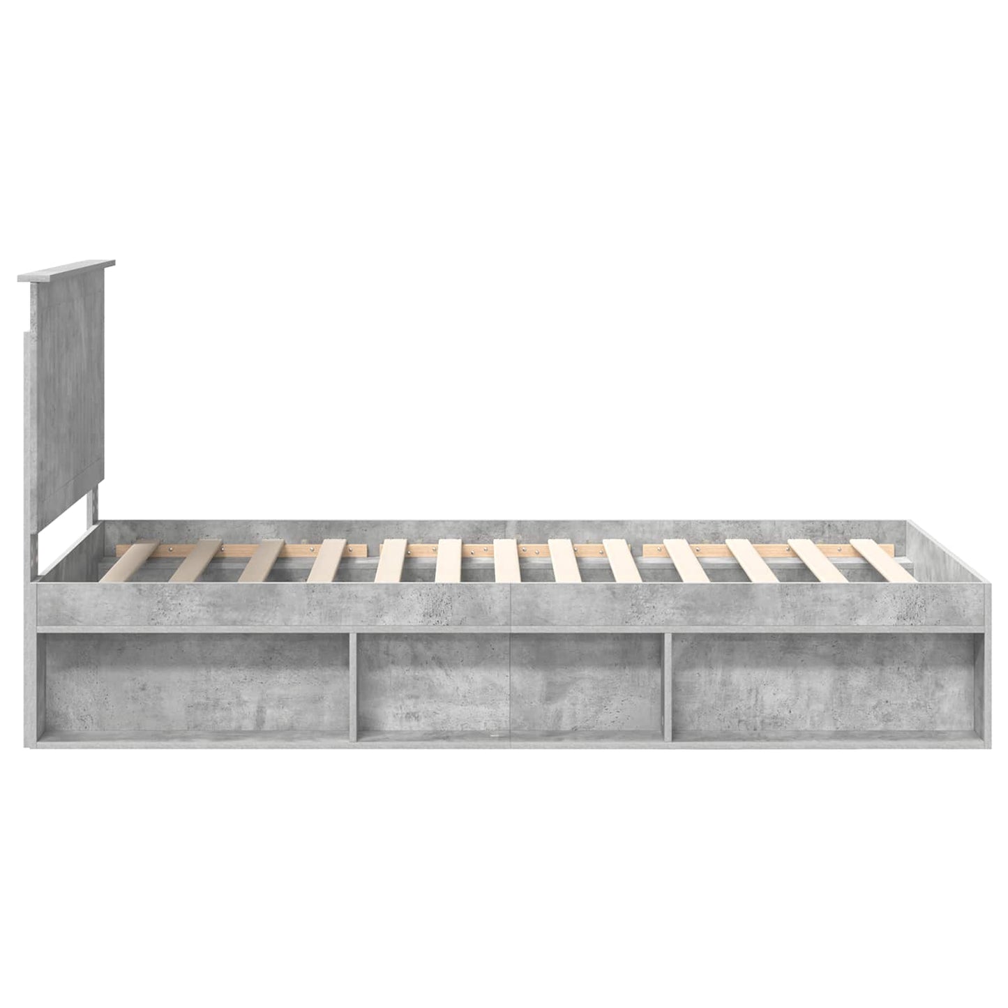 Ágykeret fejtámlával Beton Szürke 100 x 200 cm Tömör fenyőfa