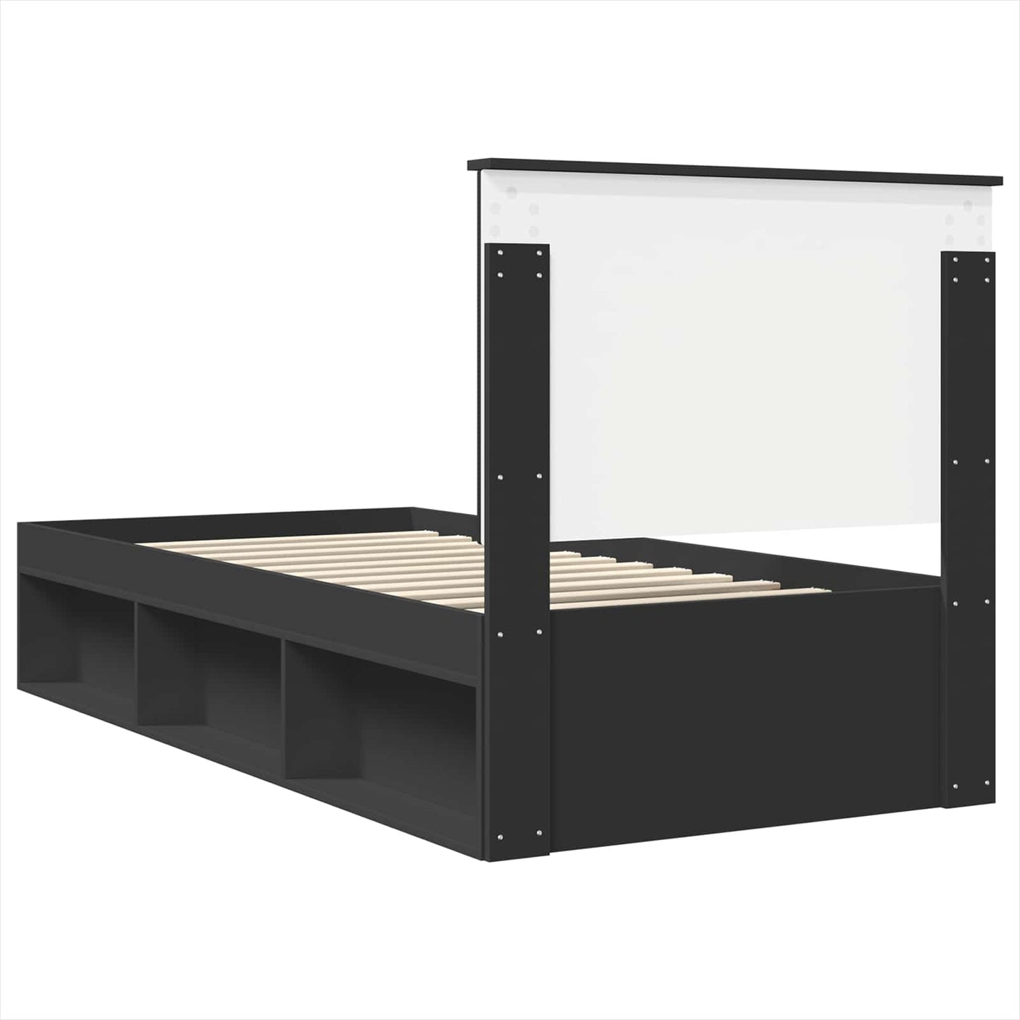 Ágykeret fejtámlával Fekete 90 x 200 cm Tömör fenyőfa
