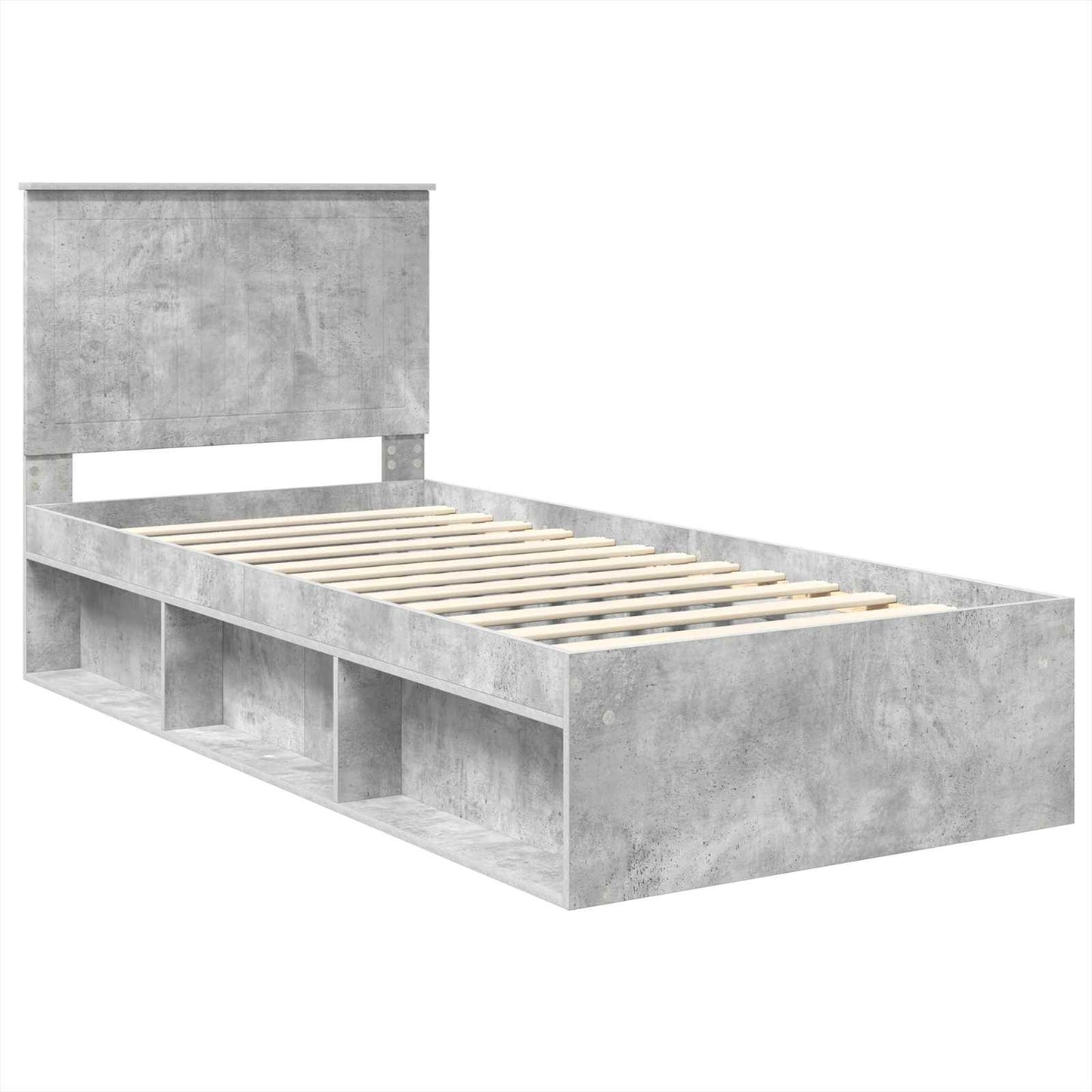 Ágykeret fejtámlával Beton 90 x 200 cm Tömör fenyőfa